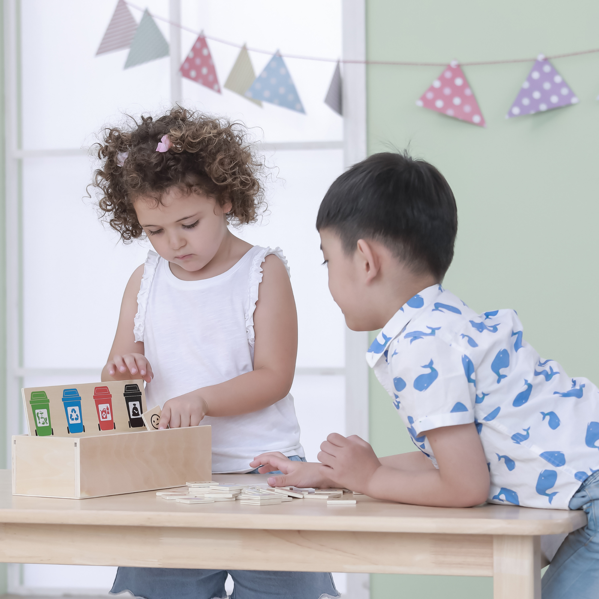 Viga Wooden Waste Sorting Toy, Montessori Educational Recycling Game, Develops Concentration, Classification & Environmental Awareness, Eco-Friendly & Non-Toxic, for Boys & Girls Ages 3+