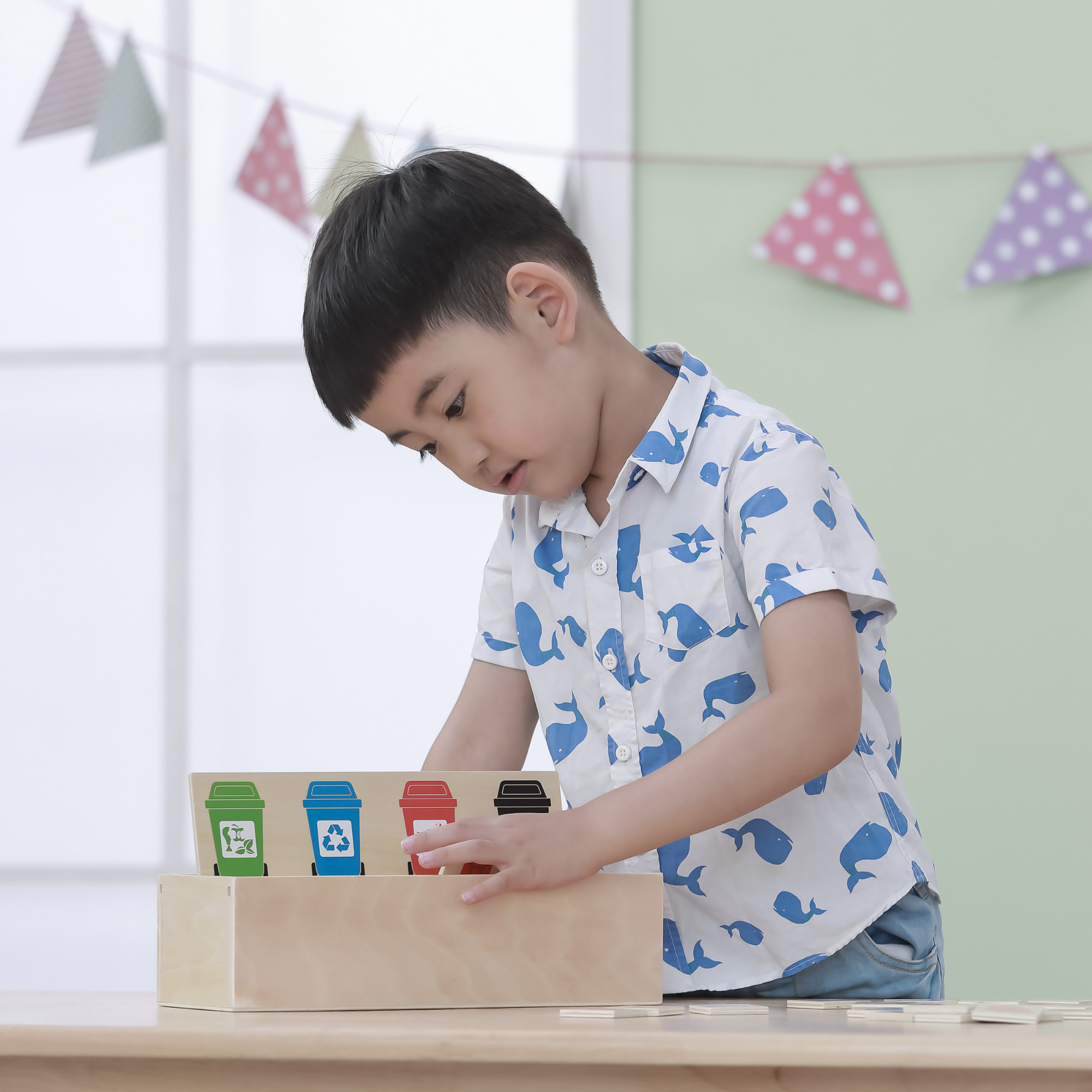 Viga Wooden Waste Sorting Toy, Montessori Educational Recycling Game, Develops Concentration, Classification & Environmental Awareness, Eco-Friendly & Non-Toxic, for Boys & Girls Ages 3+