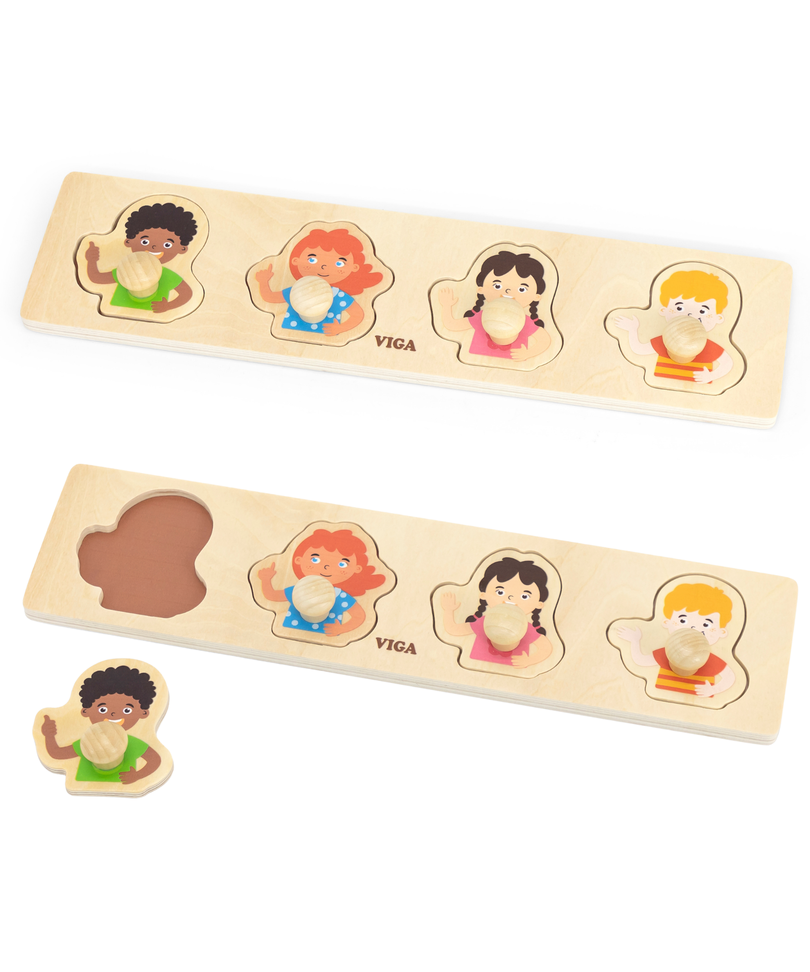 لعبة فيجا ديفرنت سكين، أحجية بمقبض من 4 قطع، لعبة مونتيسوري خشبية، تنمي المهارات الحسية والإدراكية والحركية الدقيقة، لعبة تعليمية للأطفال غير سامة وصديقة للبيئة، مناسبة للأولاد والبنات من سن 12 شهرًا فما فوق