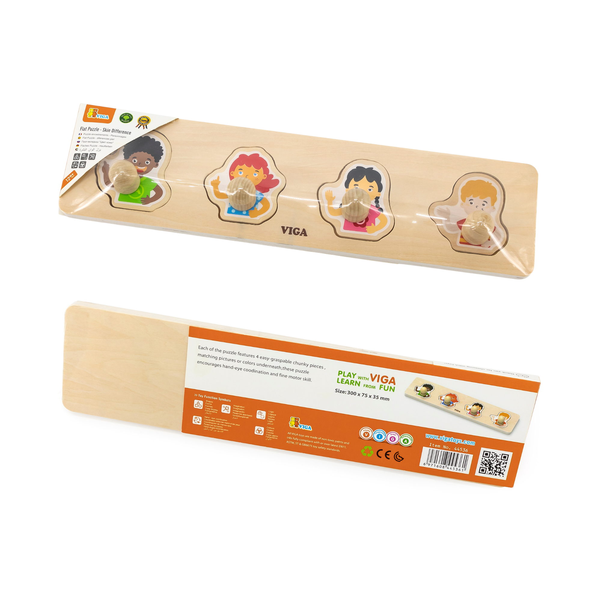 لعبة فيجا ديفرنت سكين، أحجية بمقبض من 4 قطع، لعبة مونتيسوري خشبية، تنمي المهارات الحسية والإدراكية والحركية الدقيقة، لعبة تعليمية للأطفال غير سامة وصديقة للبيئة، مناسبة للأولاد والبنات من سن 12 شهرًا فما فوق