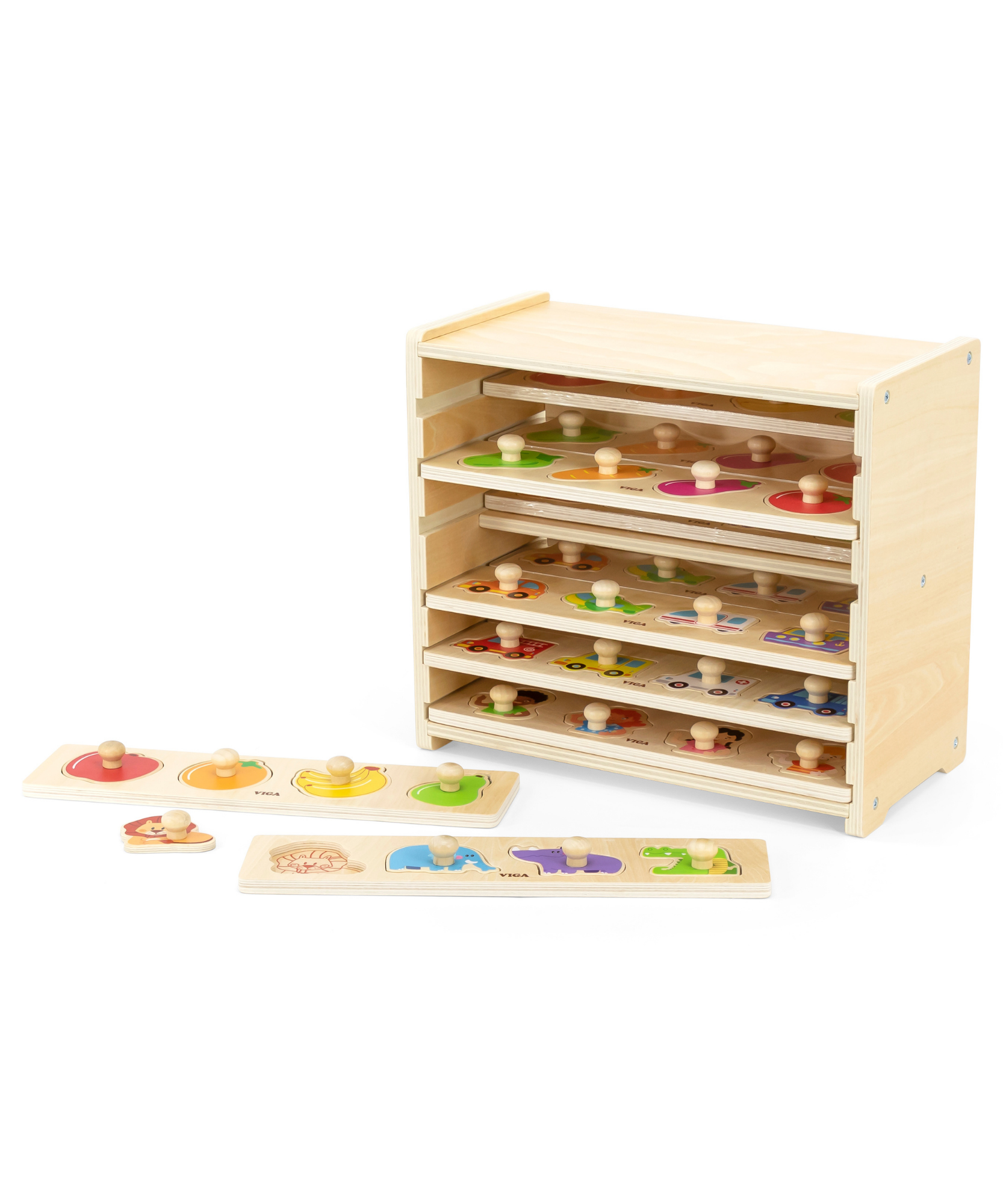 مجموعة فيجا من 12 قطعة، أحجية بمقبض مكونة من 4 قطع، لعبة مونتيسوري الخشبية، تنمي المهارات الحسية والإدراكية والحركية الدقيقة، لعبة تعليمية للأطفال غير سامة وصديقة للبيئة، مناسبة للأولاد والبنات من سن 12 شهرًا فما فوق