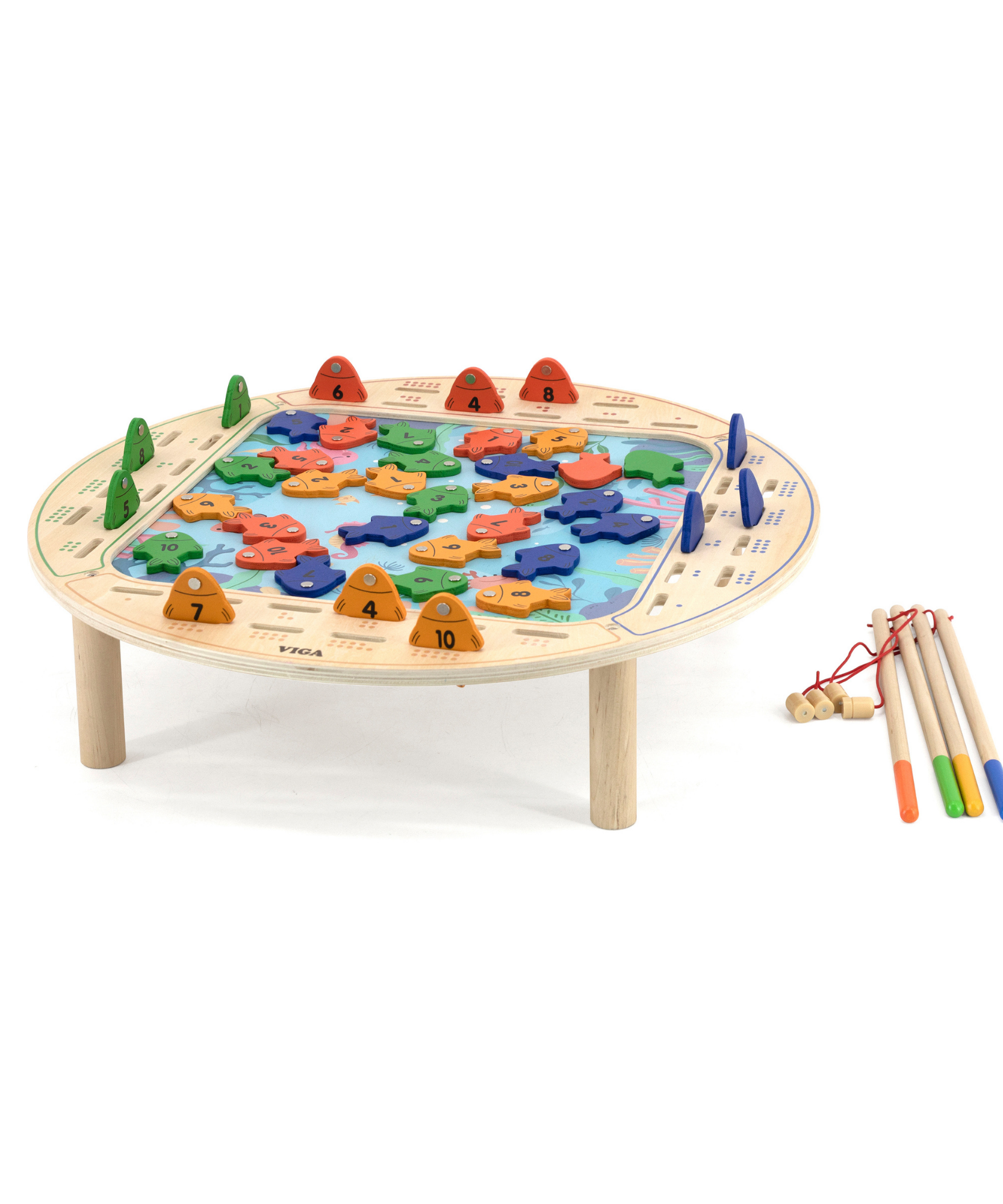 لعبة صيد السمك الخشبية المغناطيسية من فيجا، لعبة تعليمية من مونتيسوري، تُنمّي مهارات التنسيق بين اليد والعين، والتعرف على الأرقام والمهارات الحركية، صديقة للبيئة وغير سامة، للأولاد والبنات من عمر سنتين فما فوق