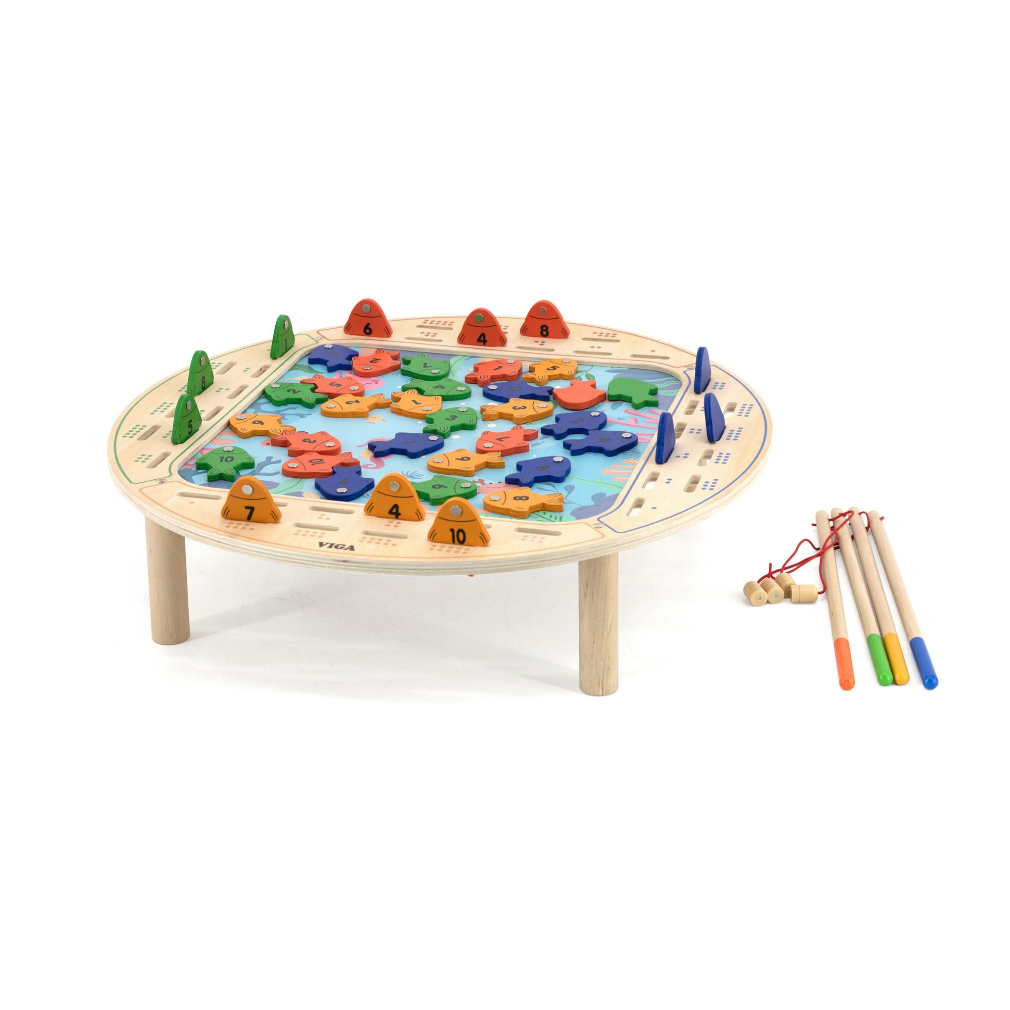 لعبة صيد السمك الخشبية المغناطيسية من فيجا، لعبة تعليمية من مونتيسوري، تُنمّي مهارات التنسيق بين اليد والعين، والتعرف على الأرقام والمهارات الحركية، صديقة للبيئة وغير سامة، للأولاد والبنات من عمر سنتين فما فوق