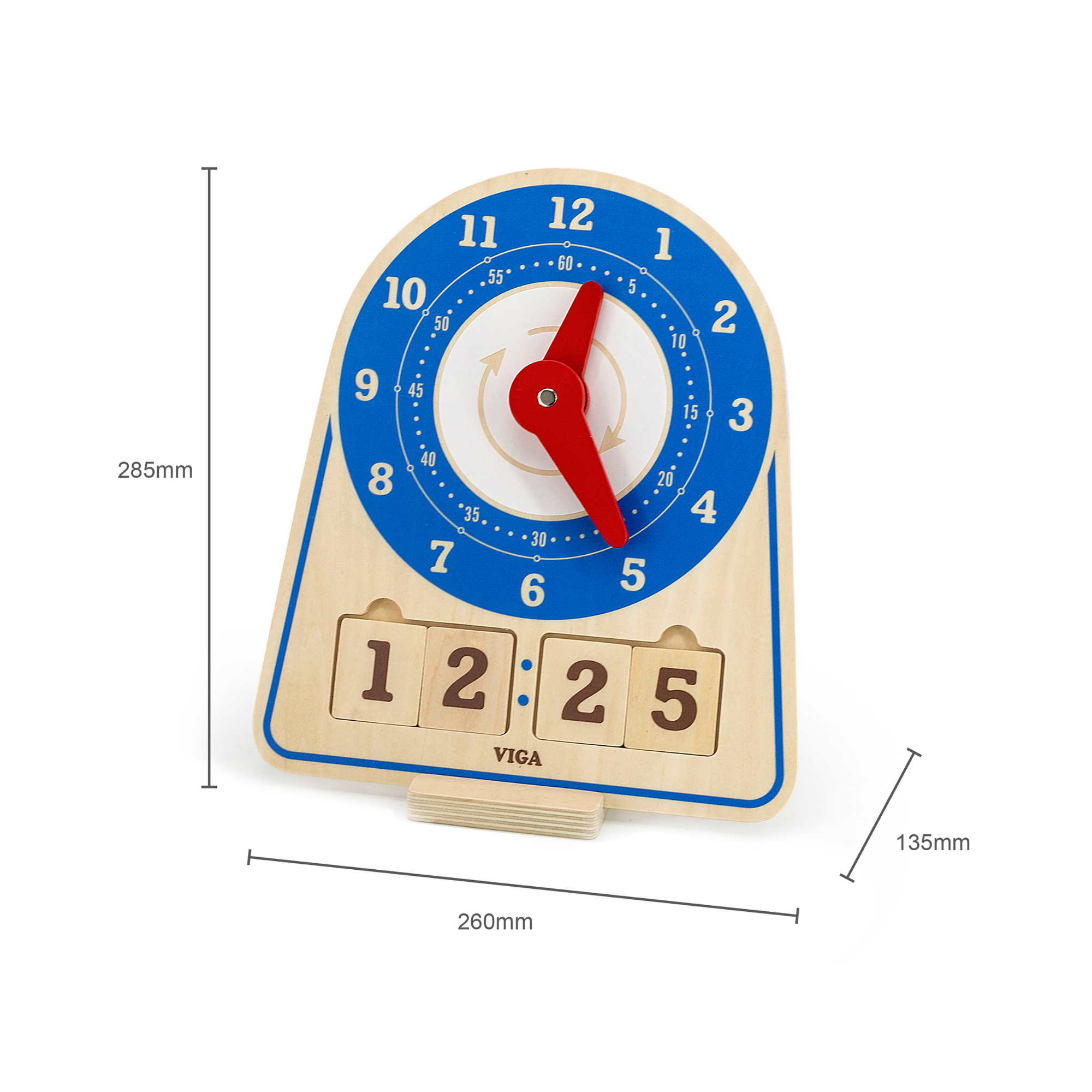 ساعة مونتيسوري التعليمية من فيجا، لعبة خشبية لتعليم الوقت بأيدٍ وبطاقات متحركة، تُنمي المنطق والمهارات الحركية الدقيقة، صديقة للبيئة وغير سامة، للأولاد والبنات من سن 3 سنوات فما فوق