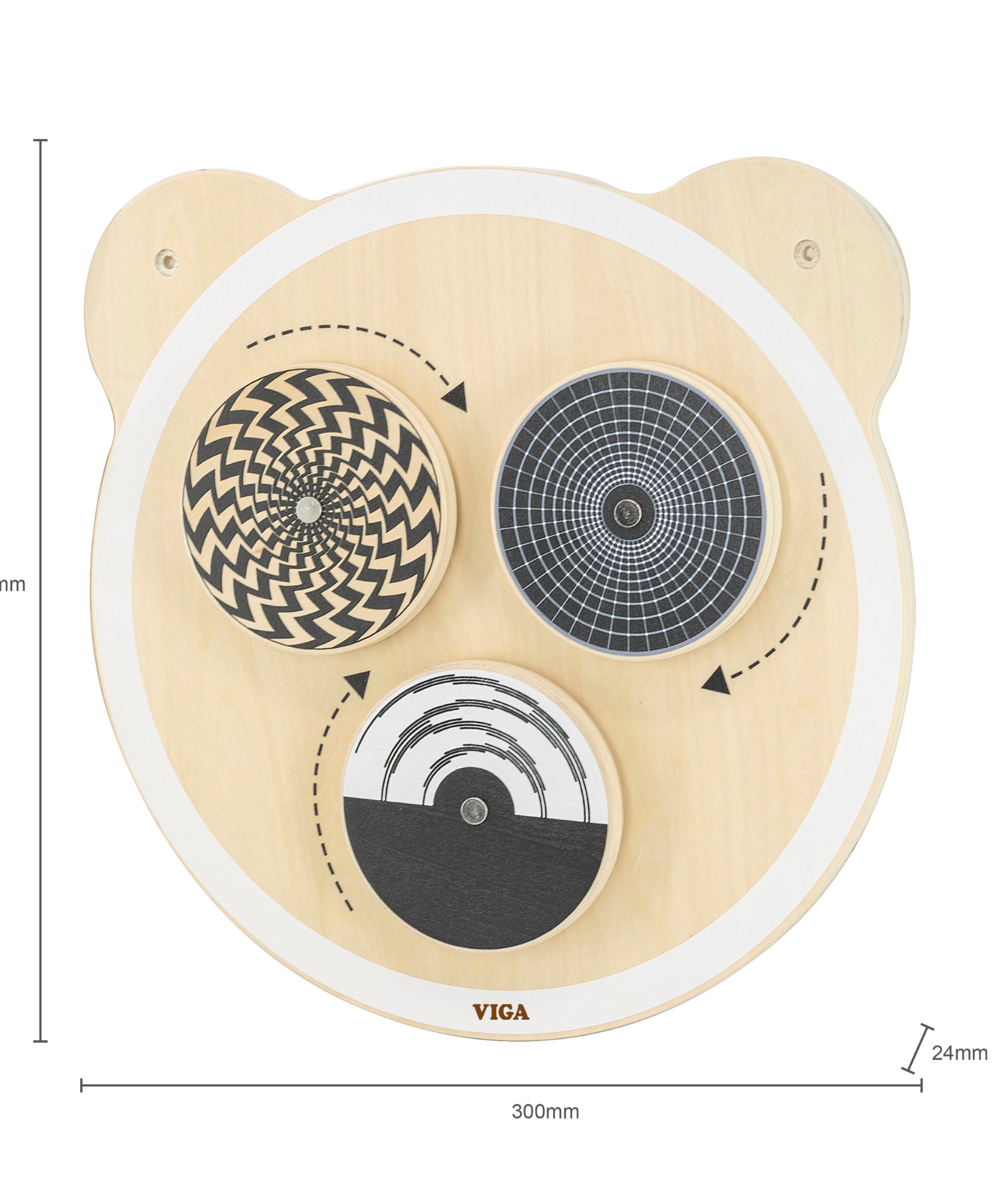 Viga Spinning Points Wall Toy, Montessori Wooden Bear Panel with Rotating Discs, Builds Color Recognition & Logic, Eco-Friendly & Non-Toxic Educational Toy, for Boys & Girls Ages 18M+