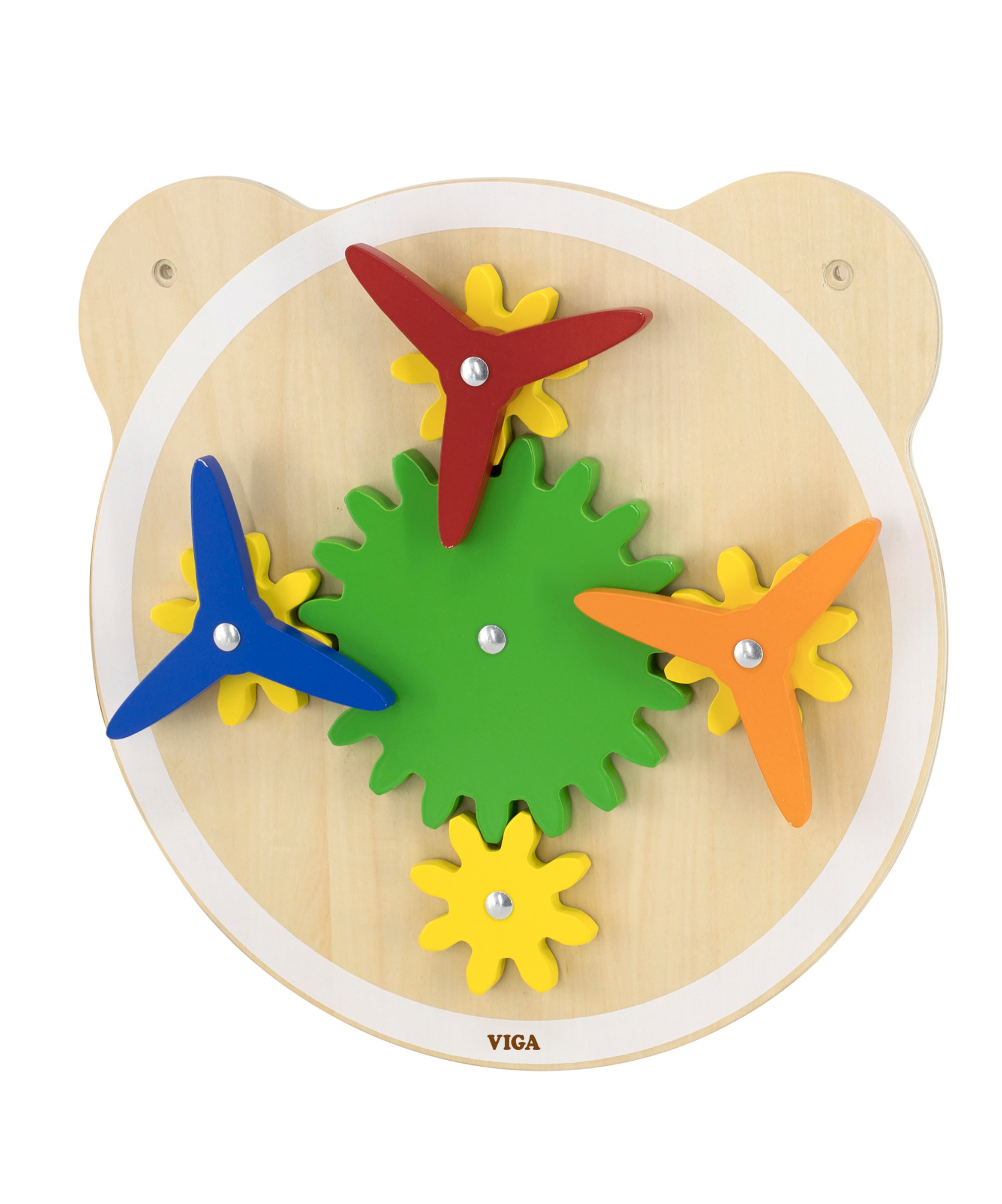 Viga Wooden Turning Windmill, 6-Piece Gear Activity Panel, Montessori Wall-Mounted Toy, Develops Fine Motor Skills, Logic & Cause-Effect Learning, Eco-Friendly & Non-Toxic, for Toddlers 18M+