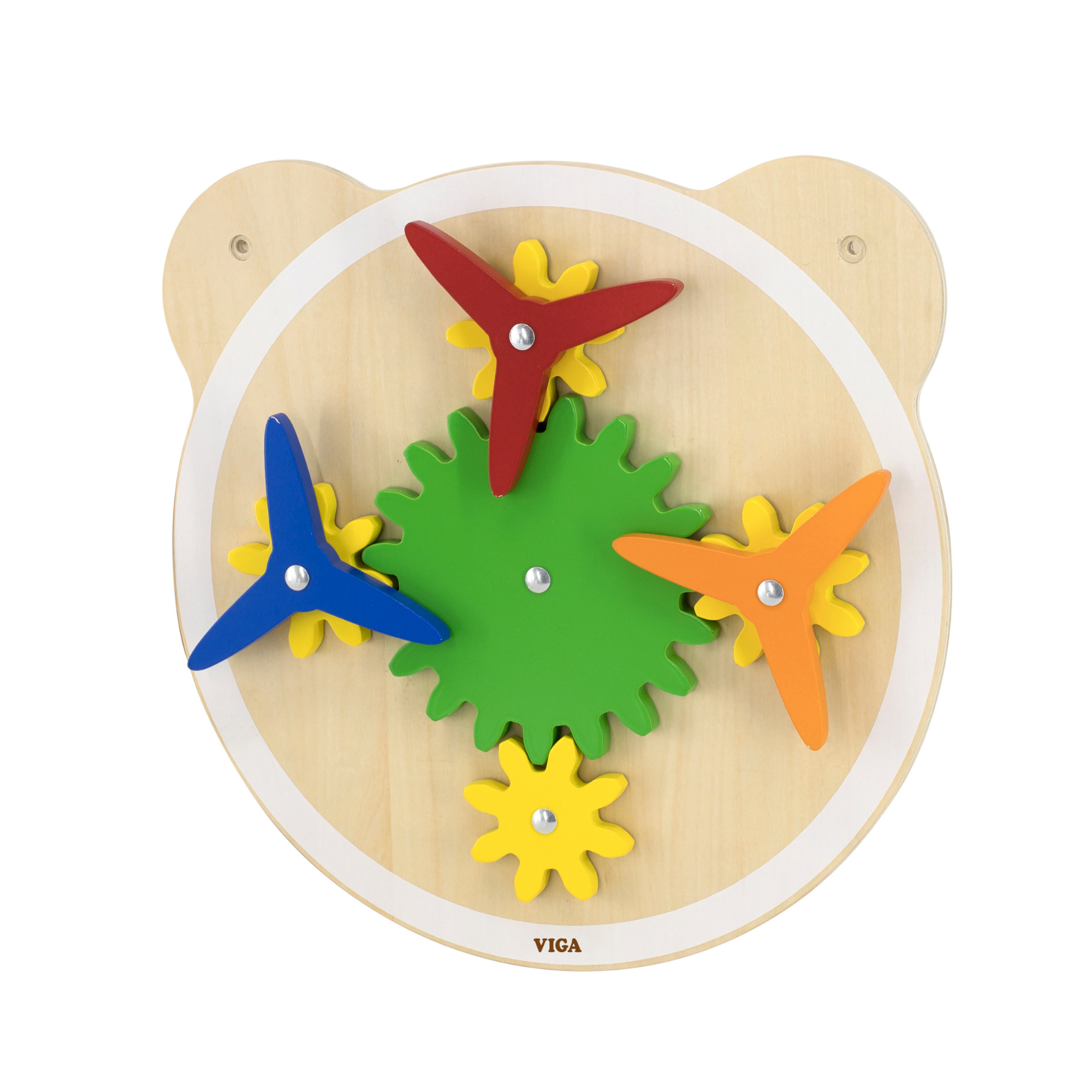 Viga Wooden Turning Windmill, 6-Piece Gear Activity Panel, Montessori Wall-Mounted Toy, Develops Fine Motor Skills, Logic & Cause-Effect Learning, Eco-Friendly & Non-Toxic, for Toddlers 18M+