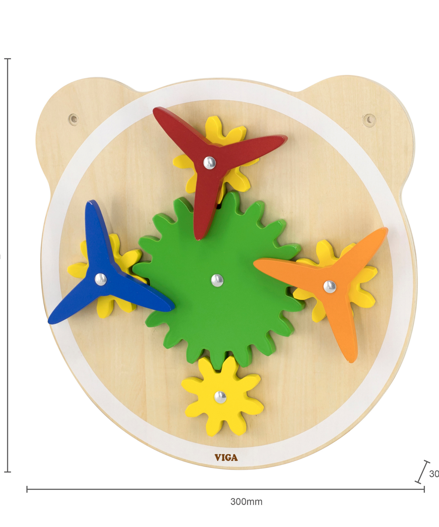 Viga Wooden Turning Windmill, 6-Piece Gear Activity Panel, Montessori Wall-Mounted Toy, Develops Fine Motor Skills, Logic & Cause-Effect Learning, Eco-Friendly & Non-Toxic, for Toddlers 18M+
