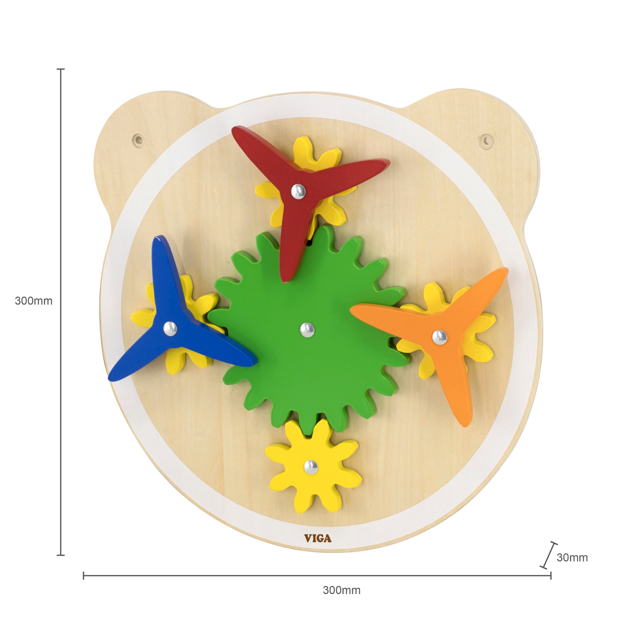 Viga Wooden Turning Windmill, 6-Piece Gear Activity Panel, Montessori Wall-Mounted Toy, Develops Fine Motor Skills, Logic & Cause-Effect Learning, Eco-Friendly & Non-Toxic, for Toddlers 18M+