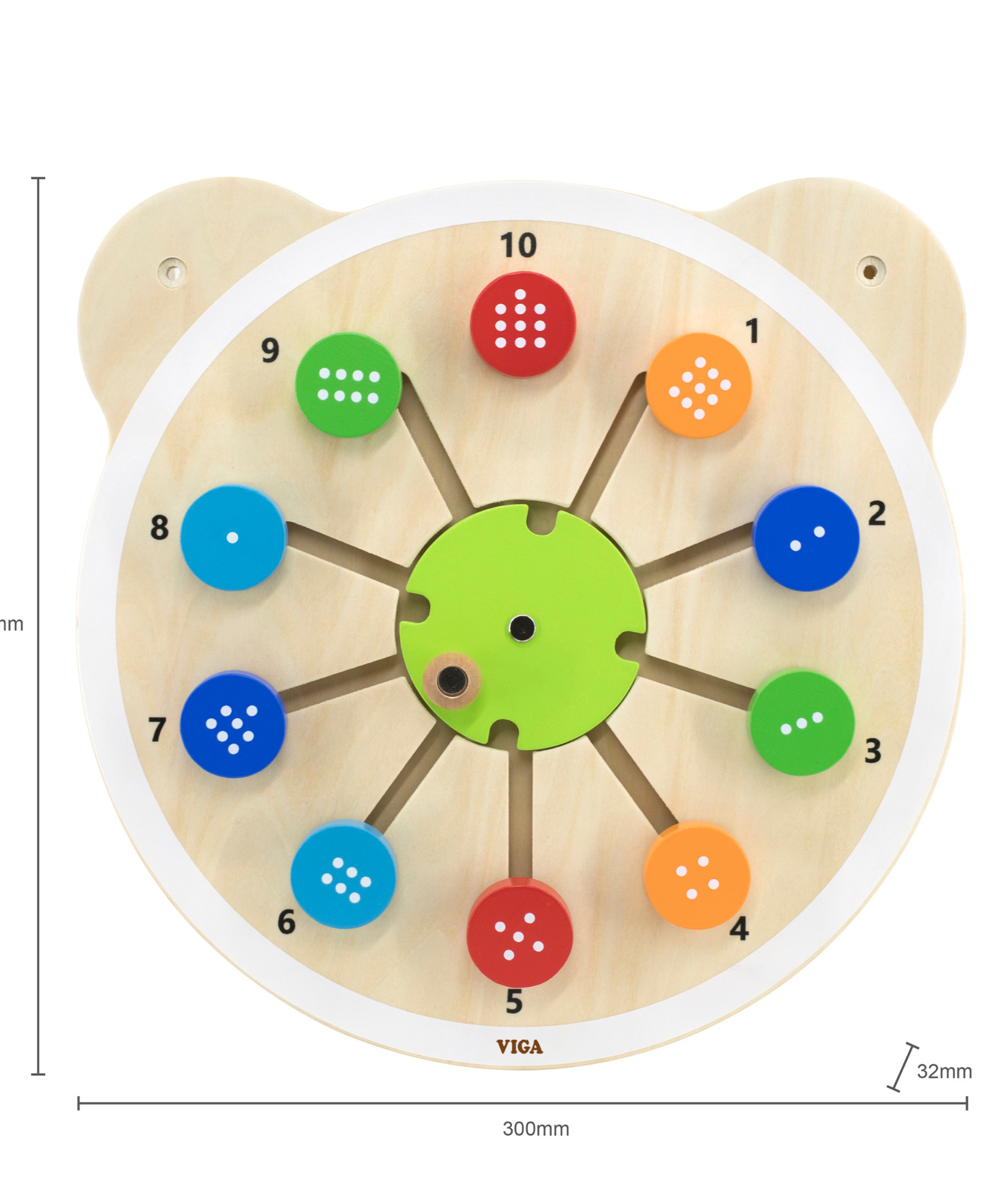 Viga Wooden Matching Numbers, 6-Piece Number Recognition Panel, Montessori Wall-Mounted Toy, Develops Counting, Logic & Fine Motor Skills, Eco-Friendly & Non-Toxic, for Toddlers 18M+