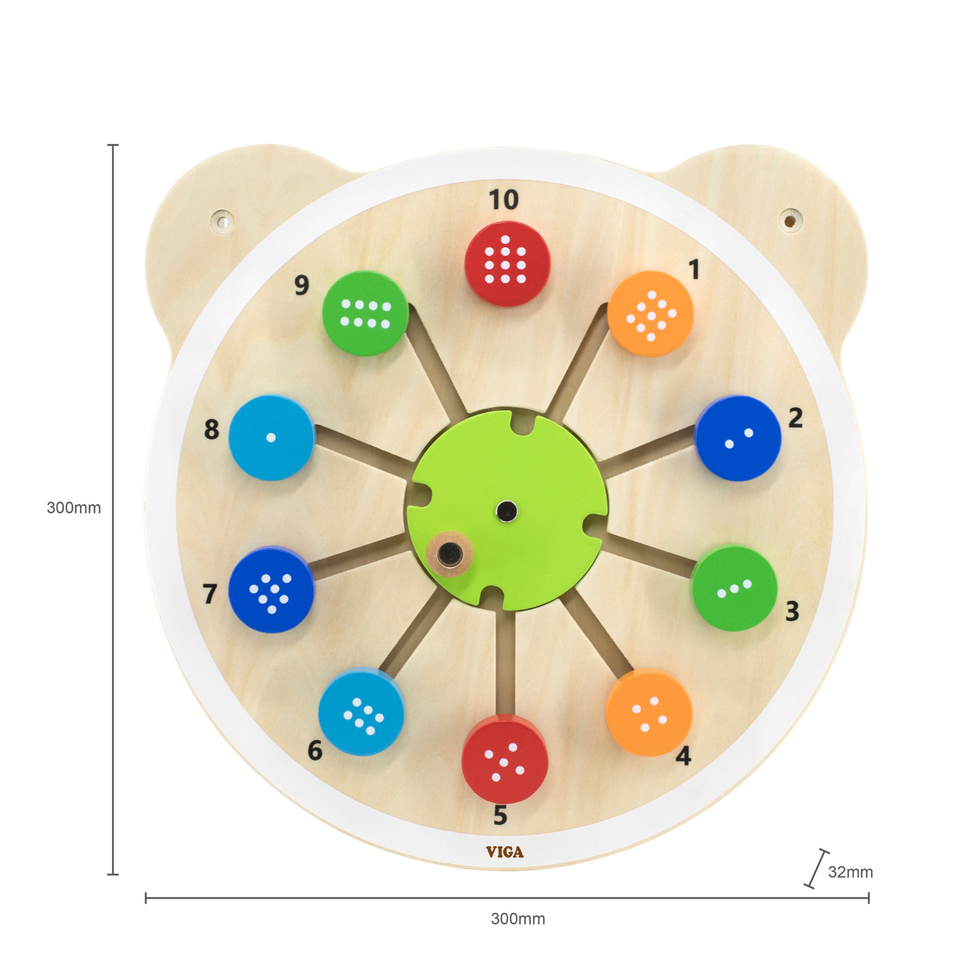 Viga Wooden Matching Numbers, 6-Piece Number Recognition Panel, Montessori Wall-Mounted Toy, Develops Counting, Logic & Fine Motor Skills, Eco-Friendly & Non-Toxic, for Toddlers 18M+