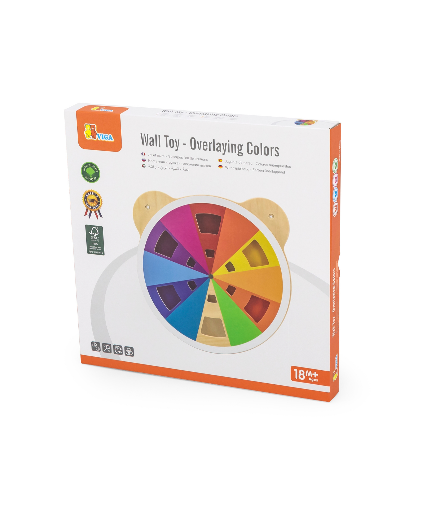 Viga Overlaying Colors Wall Toy, Montessori Wooden Color Mixing Panel with Rotating Acrylic Discs, Builds Visual Perception & Logic, Eco-Friendly & Non-Toxic Toy, for Boys & Girls Ages 18M+