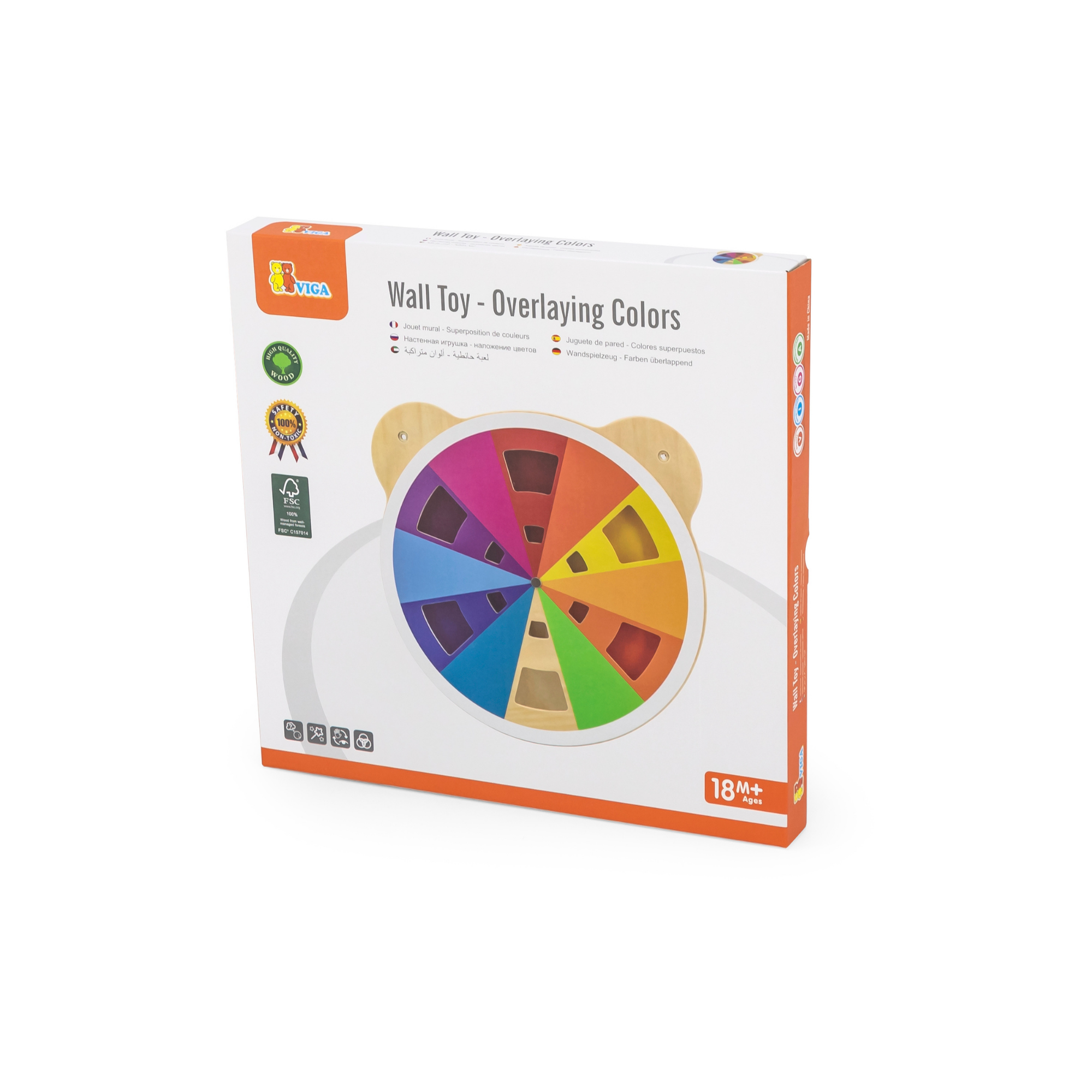 Viga Overlaying Colors Wall Toy, Montessori Wooden Color Mixing Panel with Rotating Acrylic Discs, Builds Visual Perception & Logic, Eco-Friendly & Non-Toxic Toy, for Boys & Girls Ages 18M+