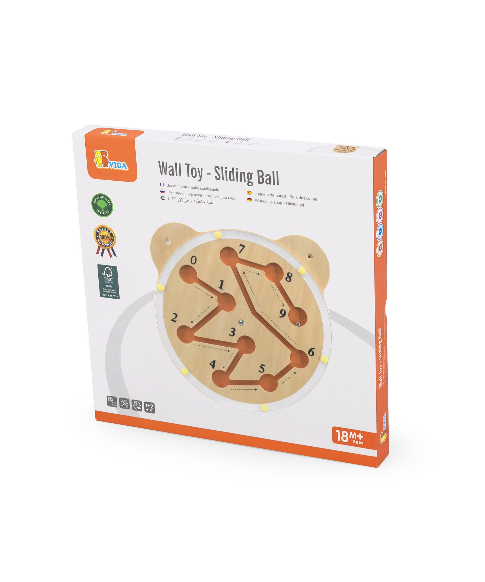 لعبة كرة الحائط المنزلقة من فيجا، متاهة أرقام خشبية من مونتيسوري للأطفال الصغار، تُنمّي المهارات الحركية والتعرف على الأرقام، لعبة تعليمية صديقة للبيئة وغير سامة، للأولاد والبنات من عمر 18 شهرًا فما فوق