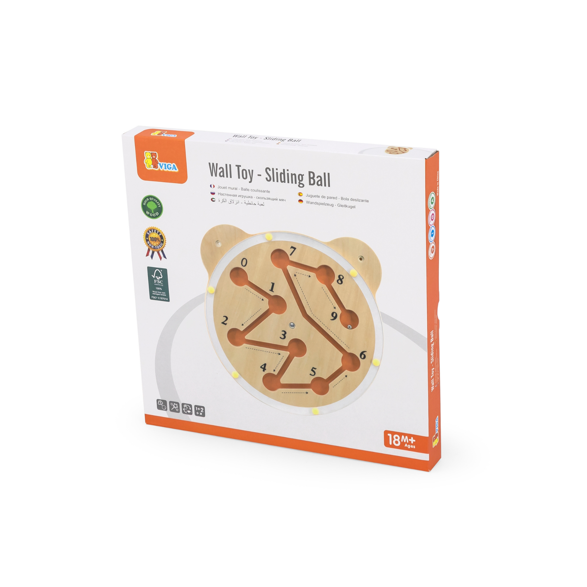 لعبة كرة الحائط المنزلقة من فيجا، متاهة أرقام خشبية من مونتيسوري للأطفال الصغار، تُنمّي المهارات الحركية والتعرف على الأرقام، لعبة تعليمية صديقة للبيئة وغير سامة، للأولاد والبنات من عمر 18 شهرًا فما فوق