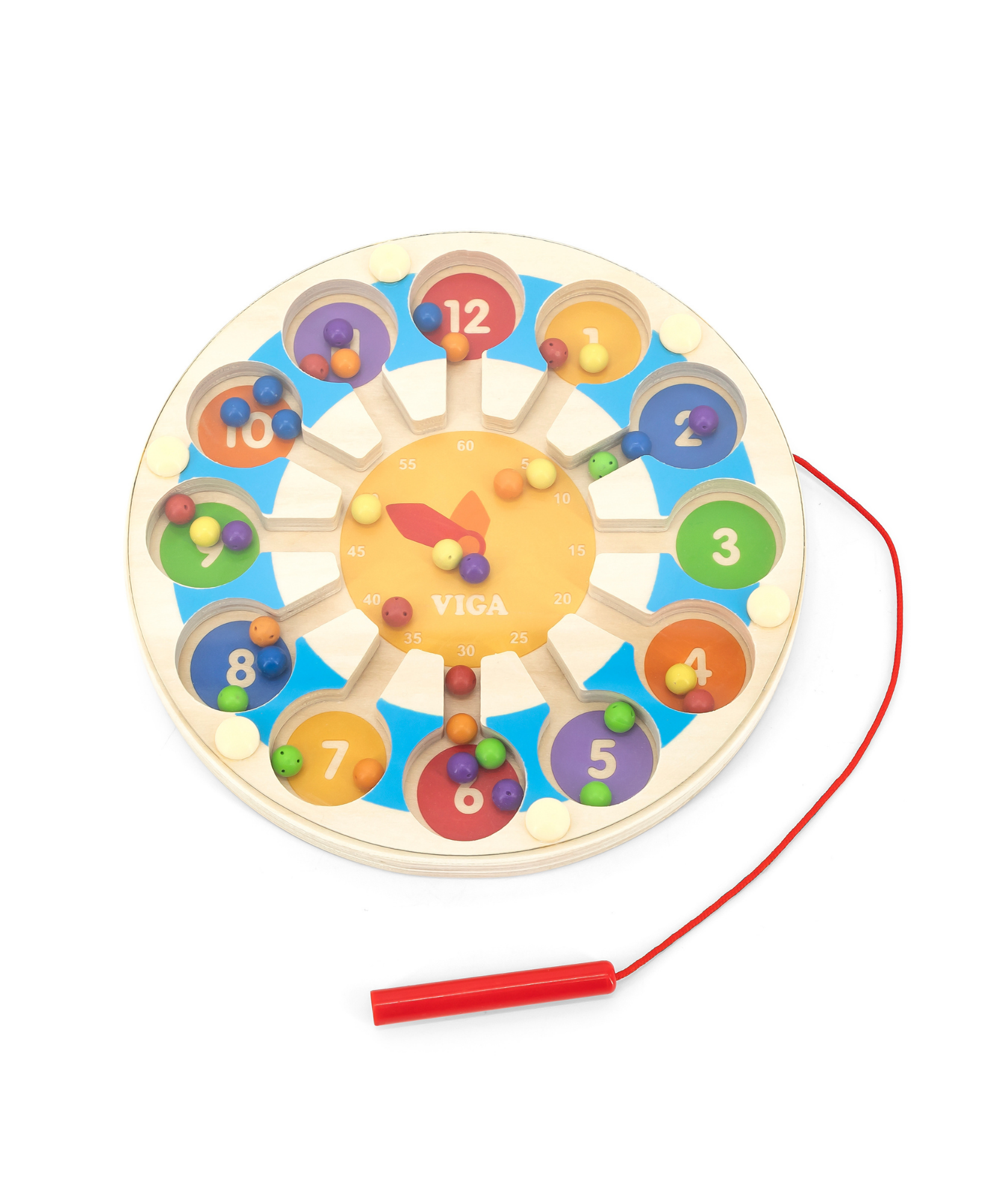 ساعة فيجا الخشبية المغناطيسية، لعبة مونتيسوري لتعليم الأطفال الصغار، تنمي المهارات الحركية الدقيقة، والتعرف على الأرقام والرياضيات المبكرة، صديقة للبيئة وغير سامة، للأولاد والبنات من عمر 18 شهرًا فما فوق
