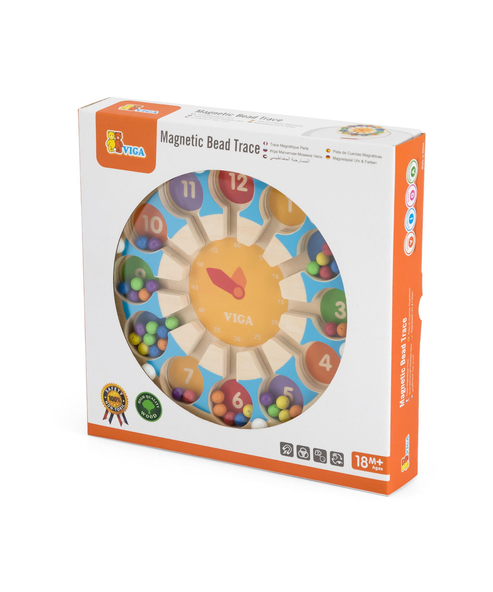 ساعة فيجا الخشبية المغناطيسية، لعبة مونتيسوري لتعليم الأطفال الصغار، تنمي المهارات الحركية الدقيقة، والتعرف على الأرقام والرياضيات المبكرة، صديقة للبيئة وغير سامة، للأولاد والبنات من عمر 18 شهرًا فما فوق