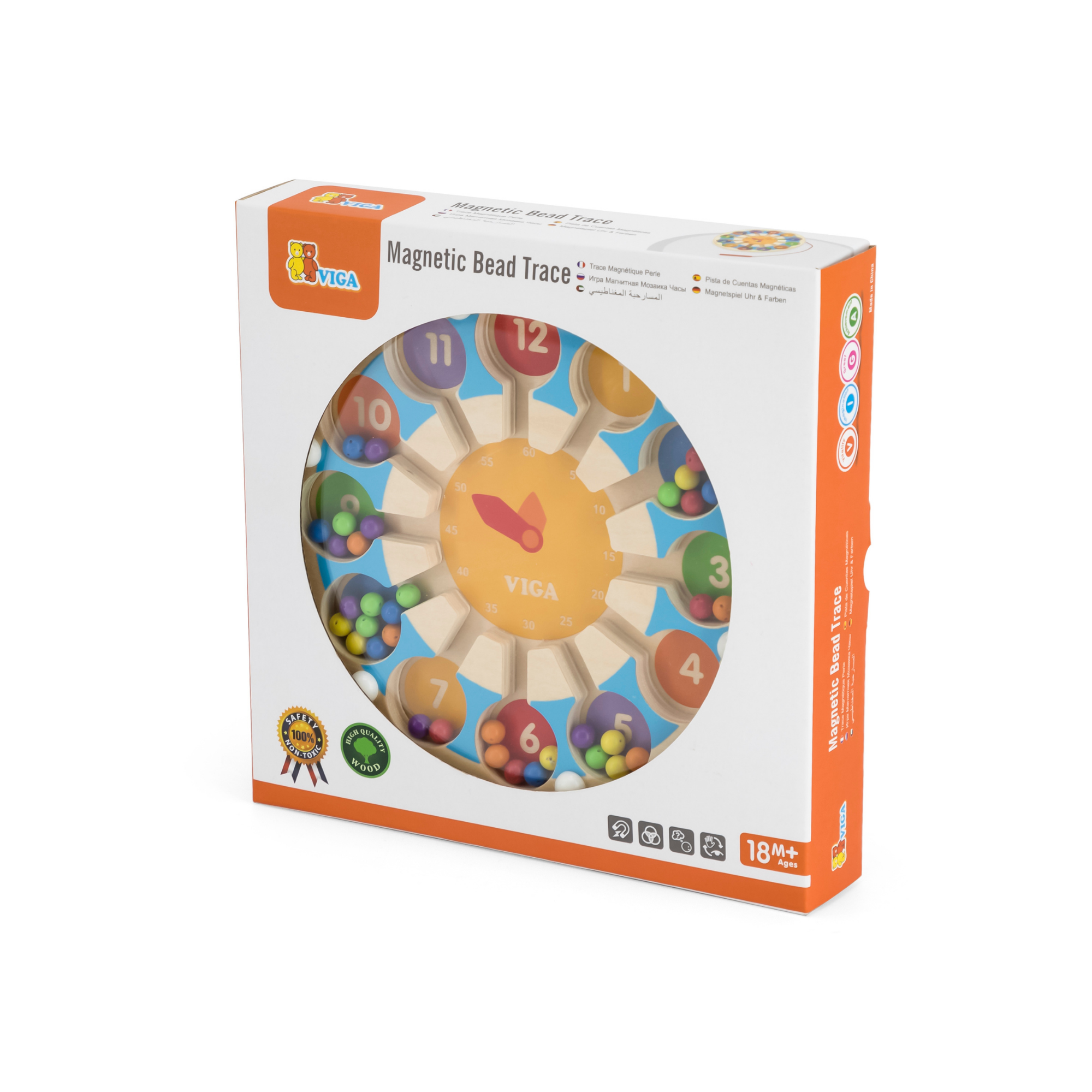 ساعة فيجا الخشبية المغناطيسية، لعبة مونتيسوري لتعليم الأطفال الصغار، تنمي المهارات الحركية الدقيقة، والتعرف على الأرقام والرياضيات المبكرة، صديقة للبيئة وغير سامة، للأولاد والبنات من عمر 18 شهرًا فما فوق