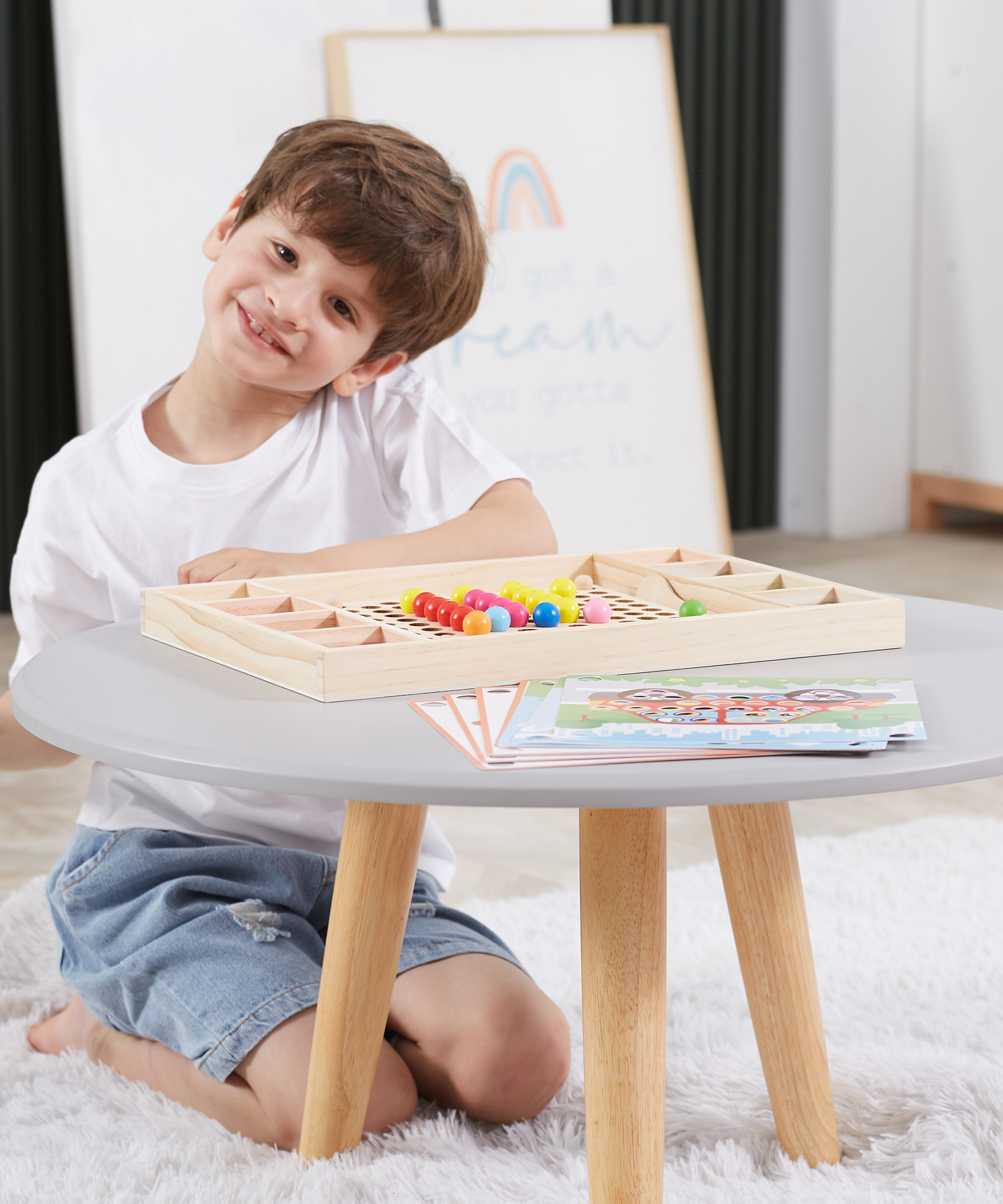 Viga Catch & Match Wooden Educational Toy, Montessori Fine Motor Skills & Hand-Eye Coordination Game, Encourages Creativity & Logic, Eco-Friendly & Non-Toxic, for Boys & Girls Ages 3+