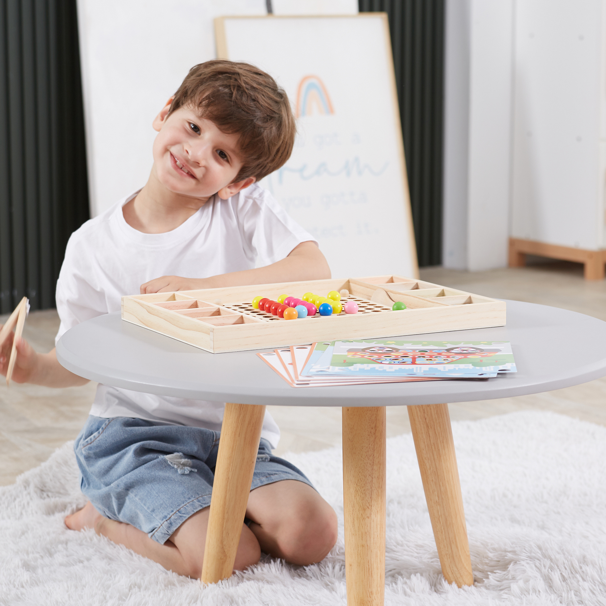 Viga Catch & Match Wooden Educational Toy, Montessori Fine Motor Skills & Hand-Eye Coordination Game, Encourages Creativity & Logic, Eco-Friendly & Non-Toxic, for Boys & Girls Ages 3+