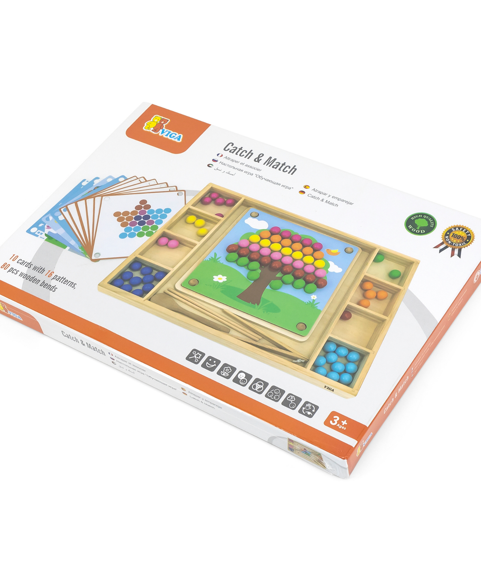 Viga Catch & Match Wooden Educational Toy, Montessori Fine Motor Skills & Hand-Eye Coordination Game, Encourages Creativity & Logic, Eco-Friendly & Non-Toxic, for Boys & Girls Ages 3+