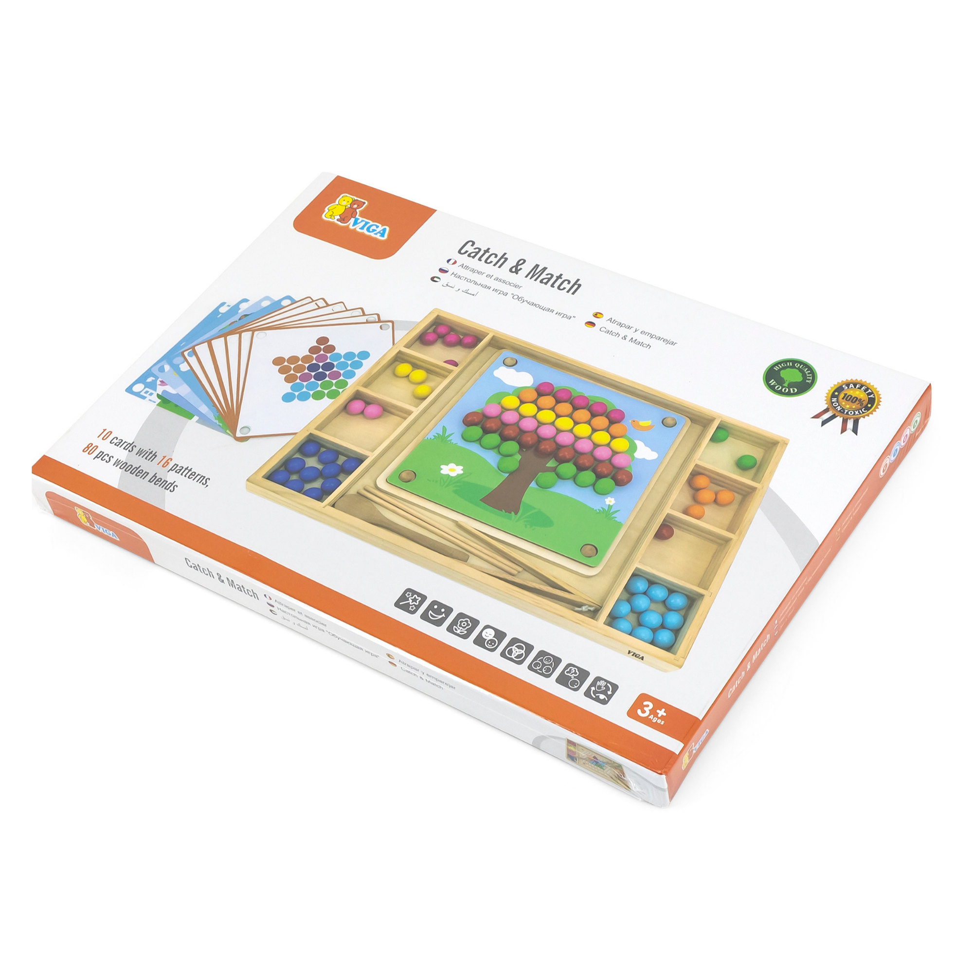 Viga Catch & Match Wooden Educational Toy, Montessori Fine Motor Skills & Hand-Eye Coordination Game, Encourages Creativity & Logic, Eco-Friendly & Non-Toxic, for Boys & Girls Ages 3+