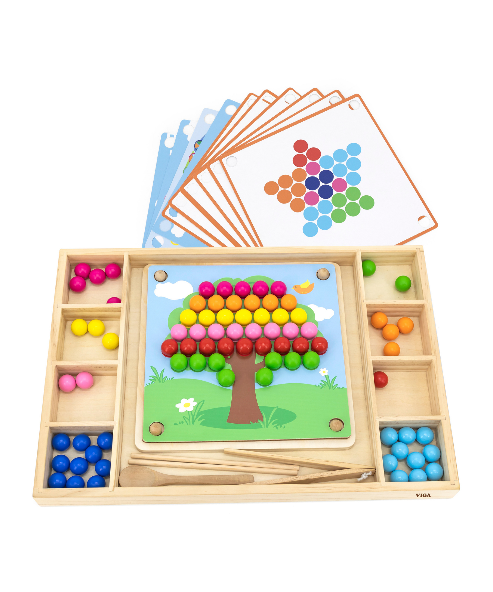 Viga Catch & Match Wooden Educational Toy, Montessori Fine Motor Skills & Hand-Eye Coordination Game, Encourages Creativity & Logic, Eco-Friendly & Non-Toxic, for Boys & Girls Ages 3+