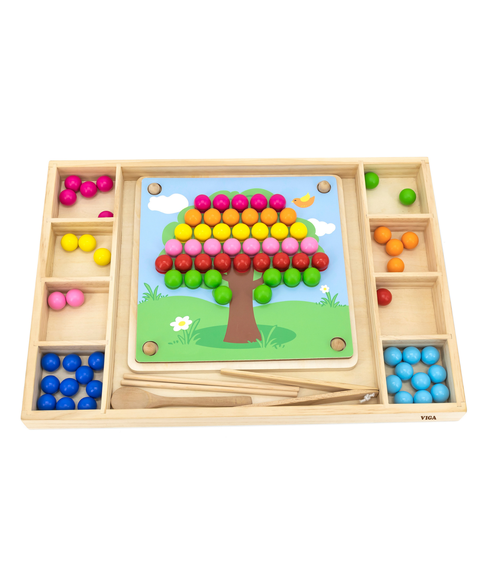 Viga Catch & Match Wooden Educational Toy, Montessori Fine Motor Skills & Hand-Eye Coordination Game, Encourages Creativity & Logic, Eco-Friendly & Non-Toxic, for Boys & Girls Ages 3+