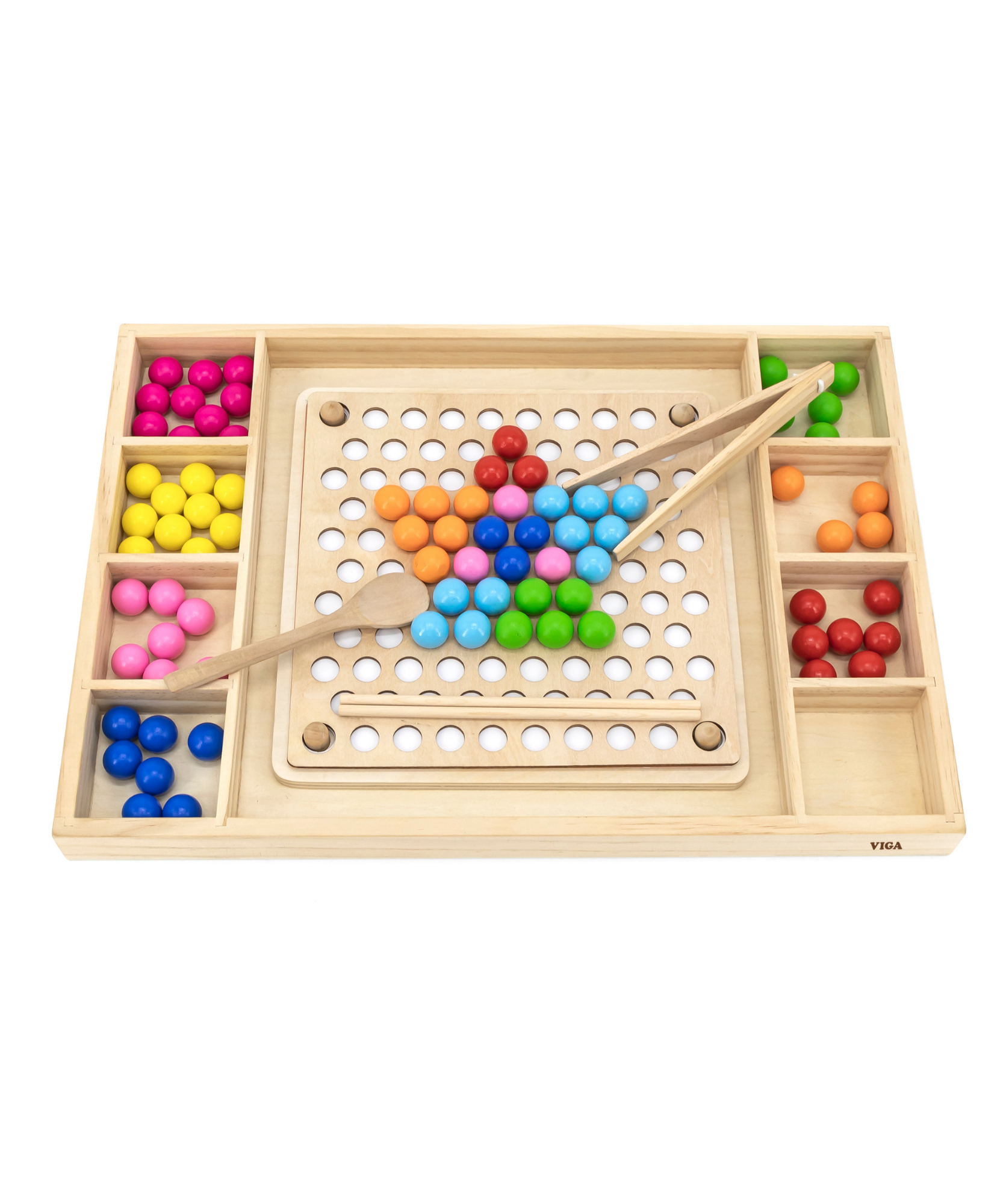 Viga Catch & Match Wooden Educational Toy, Montessori Fine Motor Skills & Hand-Eye Coordination Game, Encourages Creativity & Logic, Eco-Friendly & Non-Toxic, for Boys & Girls Ages 3+
