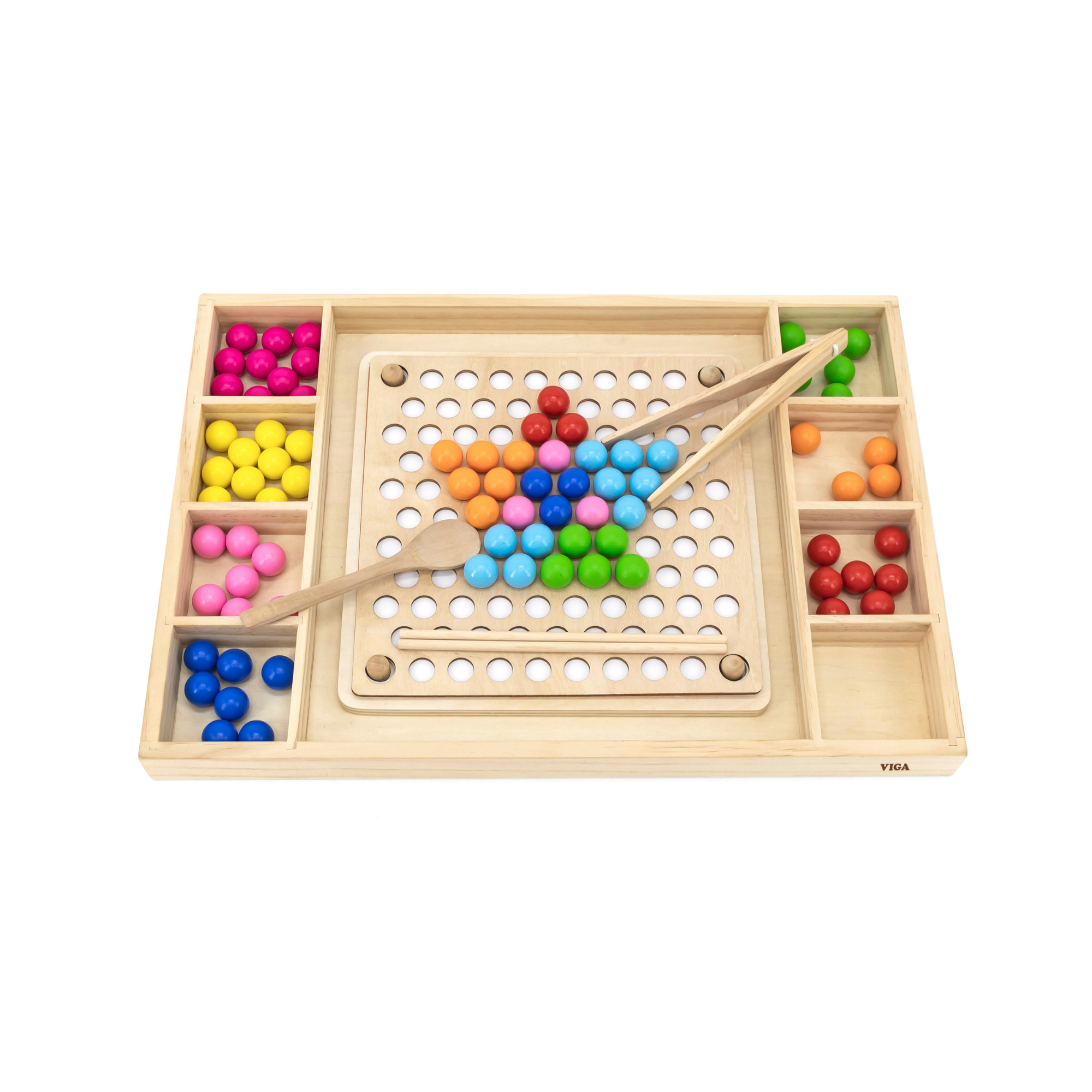 Viga Catch & Match Wooden Educational Toy, Montessori Fine Motor Skills & Hand-Eye Coordination Game, Encourages Creativity & Logic, Eco-Friendly & Non-Toxic, for Boys & Girls Ages 3+