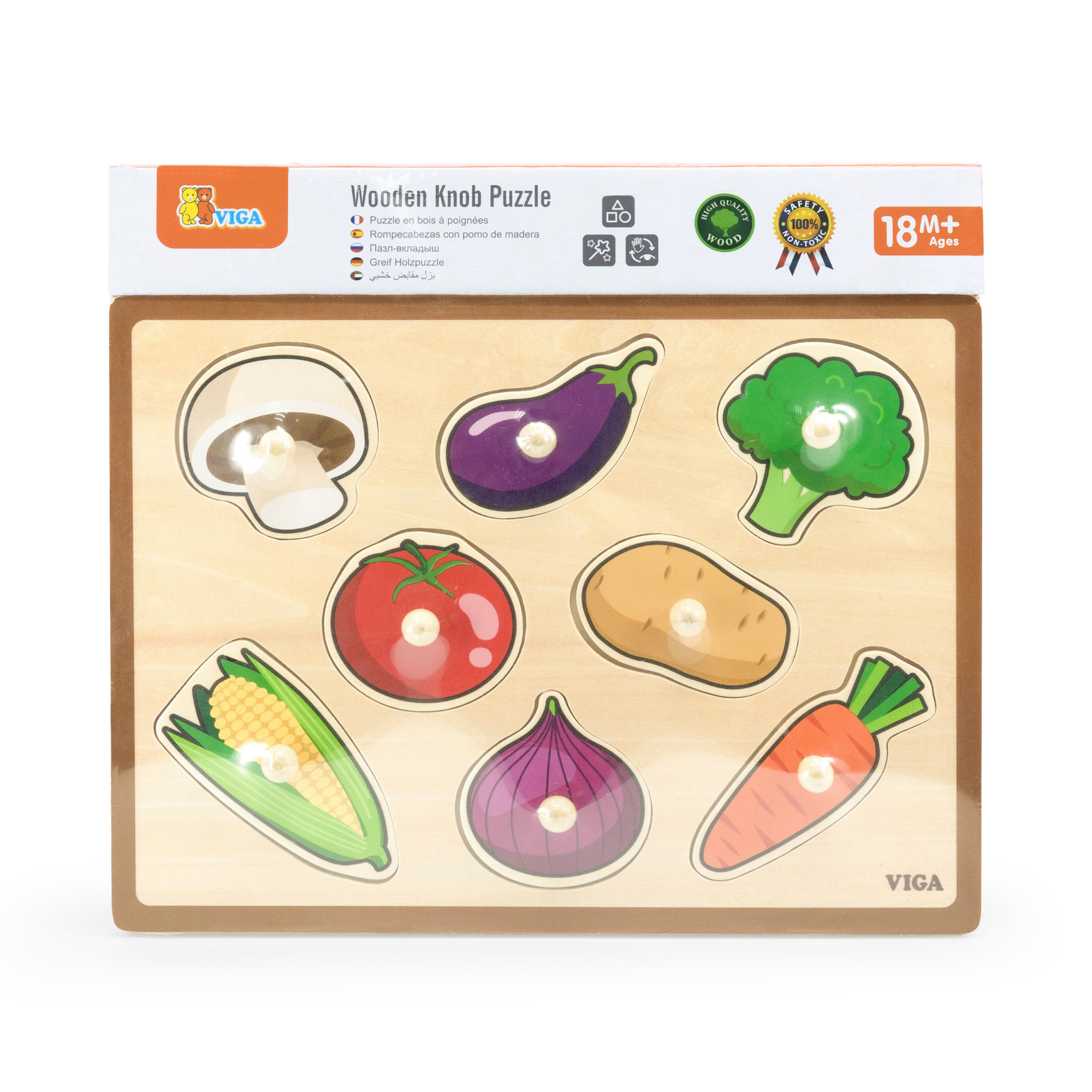 لعبة أحجية فيجا فيجيلز، مكونة من 8 قطع بمقبض، لعبة مونتيسوري خشبية، تنمي المهارات الحسية والإدراكية والحركية الدقيقة، لعبة تعليمية للأطفال غير سامة وصديقة للبيئة، مناسبة للأولاد والبنات من سن 18 شهرًا فما فوق