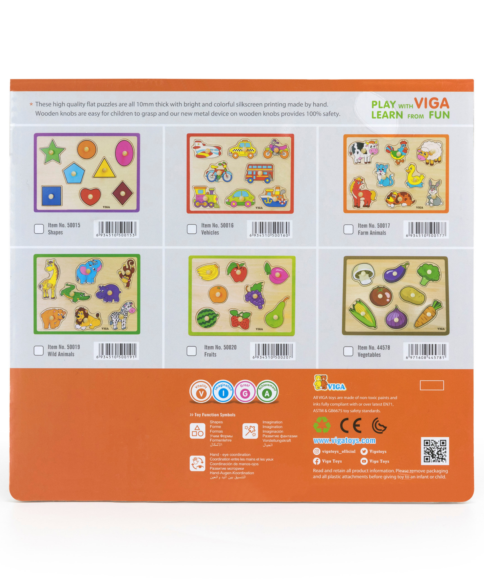 لعبة أحجية فيجا فيجيلز، مكونة من 8 قطع بمقبض، لعبة مونتيسوري خشبية، تنمي المهارات الحسية والإدراكية والحركية الدقيقة، لعبة تعليمية للأطفال غير سامة وصديقة للبيئة، مناسبة للأولاد والبنات من سن 18 شهرًا فما فوق