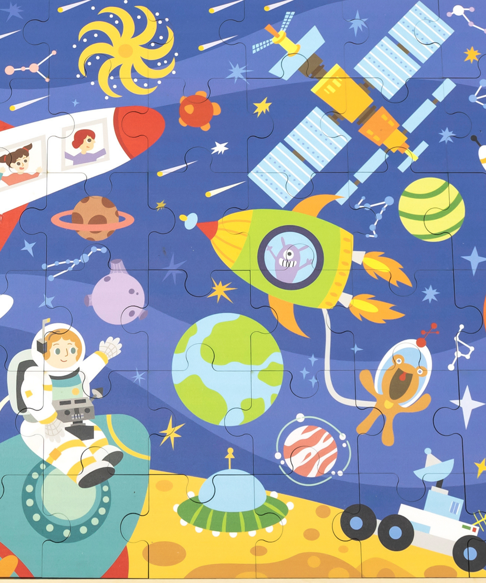 فيجا سبيس، أحجية الصور المقطوعة من 48 قطعة، لعبة مونتيسوري الخشبية، تنمي المهارات الحسية والإدراكية والحركية الدقيقة، لعبة تعليمية للأطفال غير سامة وصديقة للبيئة، مناسبة للأولاد والبنات من سن 3 سنوات فما فوق