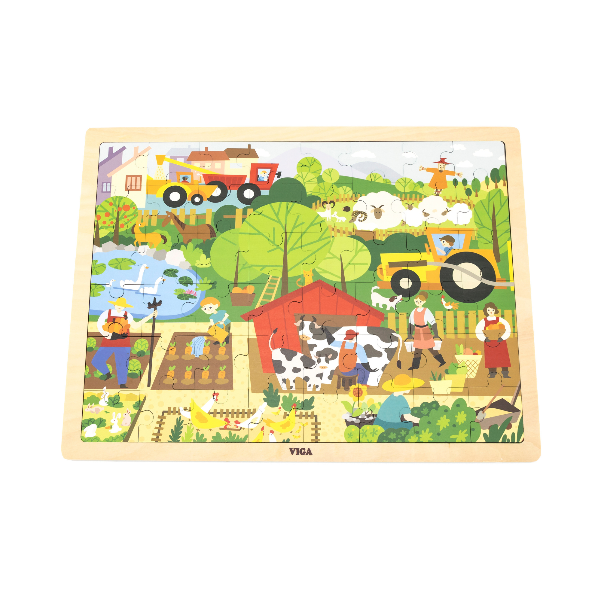 فيجا فارم، لعبة أحجية الصور المقطوعة من 48 قطعة، لعبة مونتيسوري الخشبية، تنمي المهارات الحسية والإدراكية والحركية الدقيقة، لعبة تعليمية للأطفال غير سامة وصديقة للبيئة، مناسبة للأولاد والبنات من سن 3 سنوات فما فوق