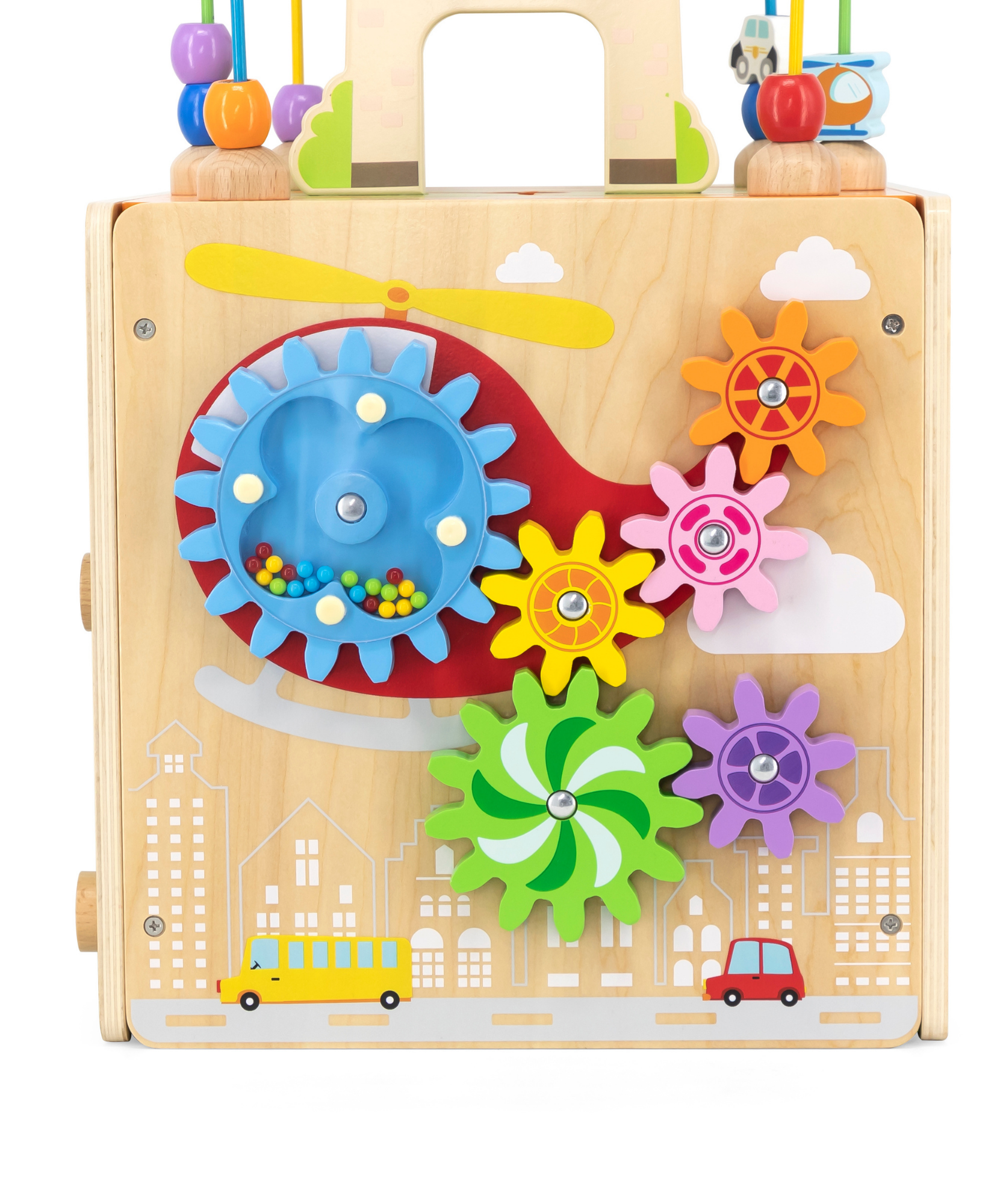 صندوق ألعاب فيجا ٥ في ١، مركز لعب خشبي متعدد الأنشطة من مونتيسوري، يُنمّي المهارات الحركية والمنطق والإبداع، لعبة تعليمية صديقة للبيئة وغير سامة، للأولاد والبنات من عمر ١٨ شهرًا فما فوق