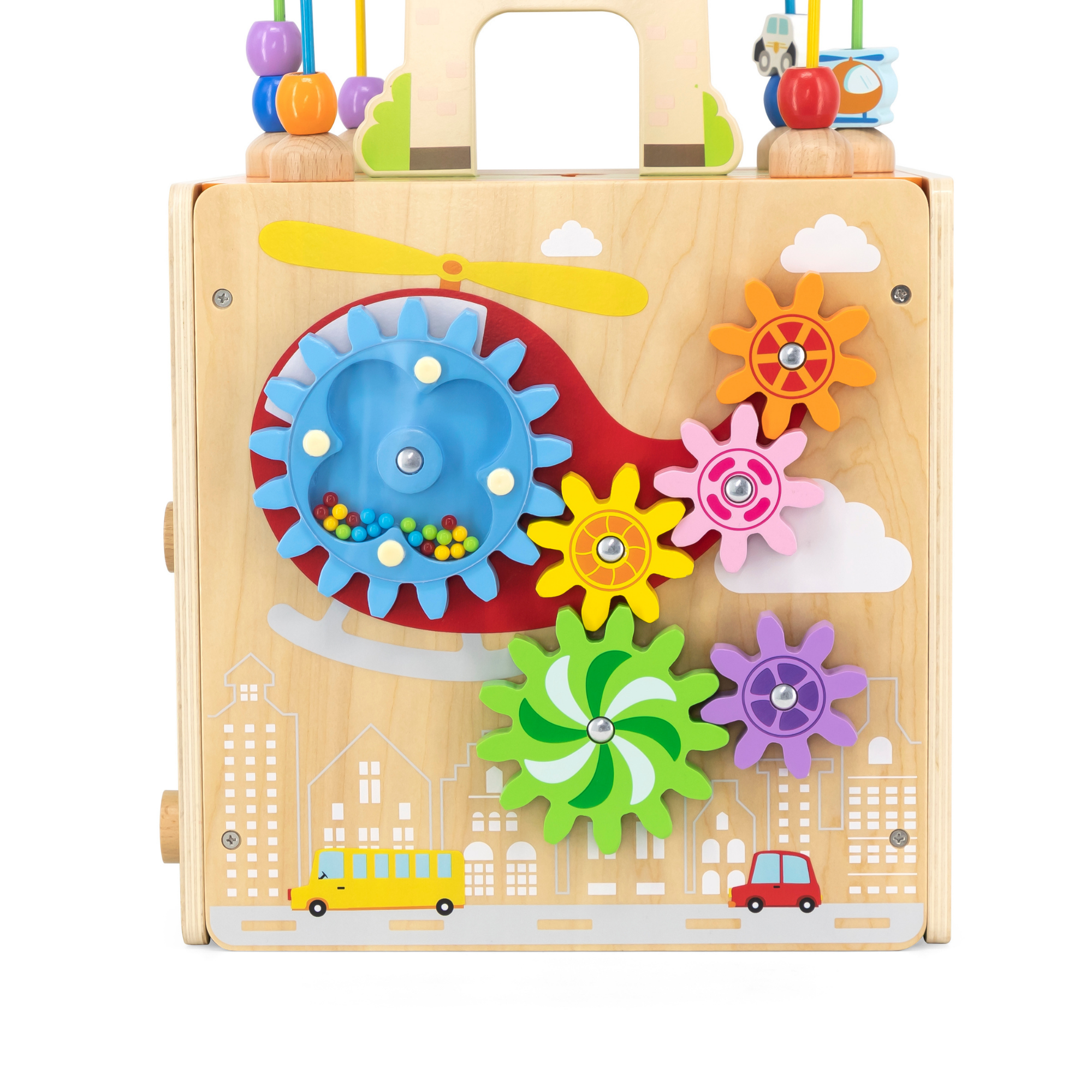 صندوق ألعاب فيجا ٥ في ١، مركز لعب خشبي متعدد الأنشطة من مونتيسوري، يُنمّي المهارات الحركية والمنطق والإبداع، لعبة تعليمية صديقة للبيئة وغير سامة، للأولاد والبنات من عمر ١٨ شهرًا فما فوق