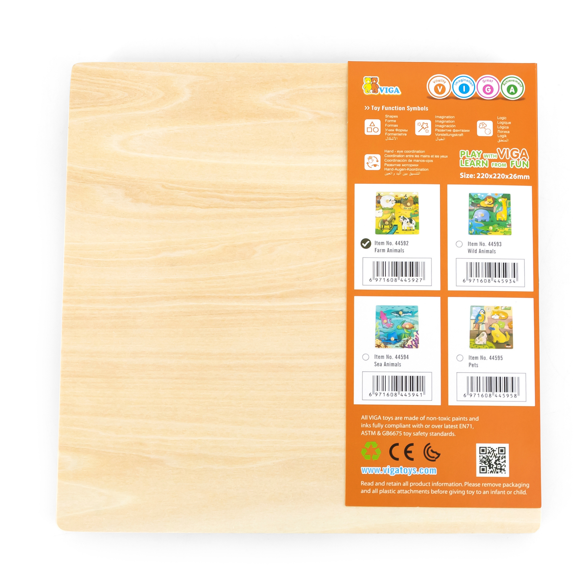 لعبة أحجية حيوانات المزرعة من فيجا، مكونة من 4 قطع، لعبة مونتيسوري الخشبية، تُنمّي المهارات الحسية والإدراكية والحركية الدقيقة، لعبة تعليمية للأطفال غير سامة وصديقة للبيئة، مناسبة للأطفال من سن 12 شهرًا فما فوق