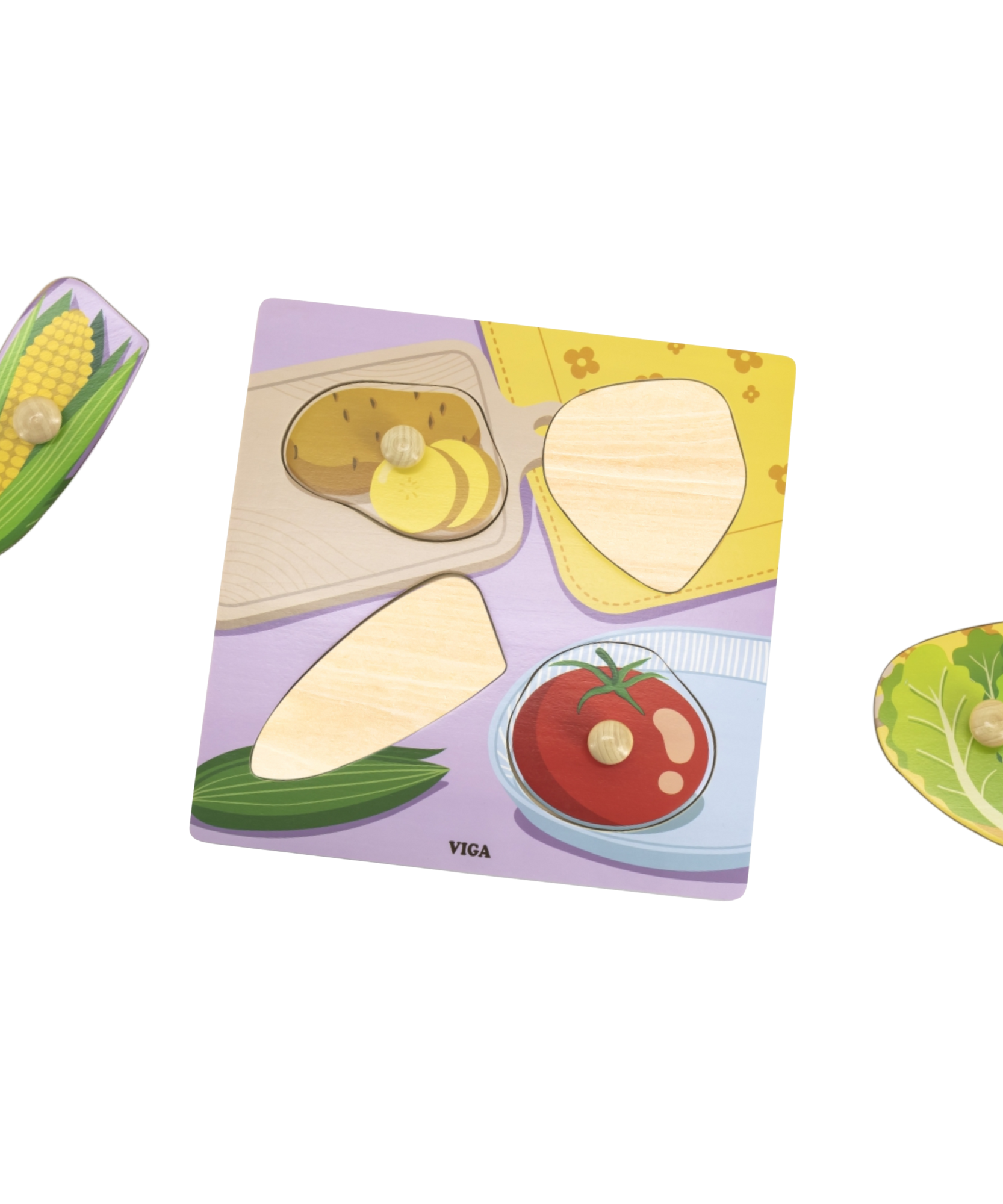 لعبة أحجية فيجا فيجيلز، مكونة من 4 قطع بمقبض، لعبة مونتيسوري خشبية، تنمي المهارات الحسية والإدراكية والحركية الدقيقة، لعبة تعليمية للأطفال غير سامة وصديقة للبيئة، مناسبة للأولاد والبنات من سن 12 شهرًا فما فوق