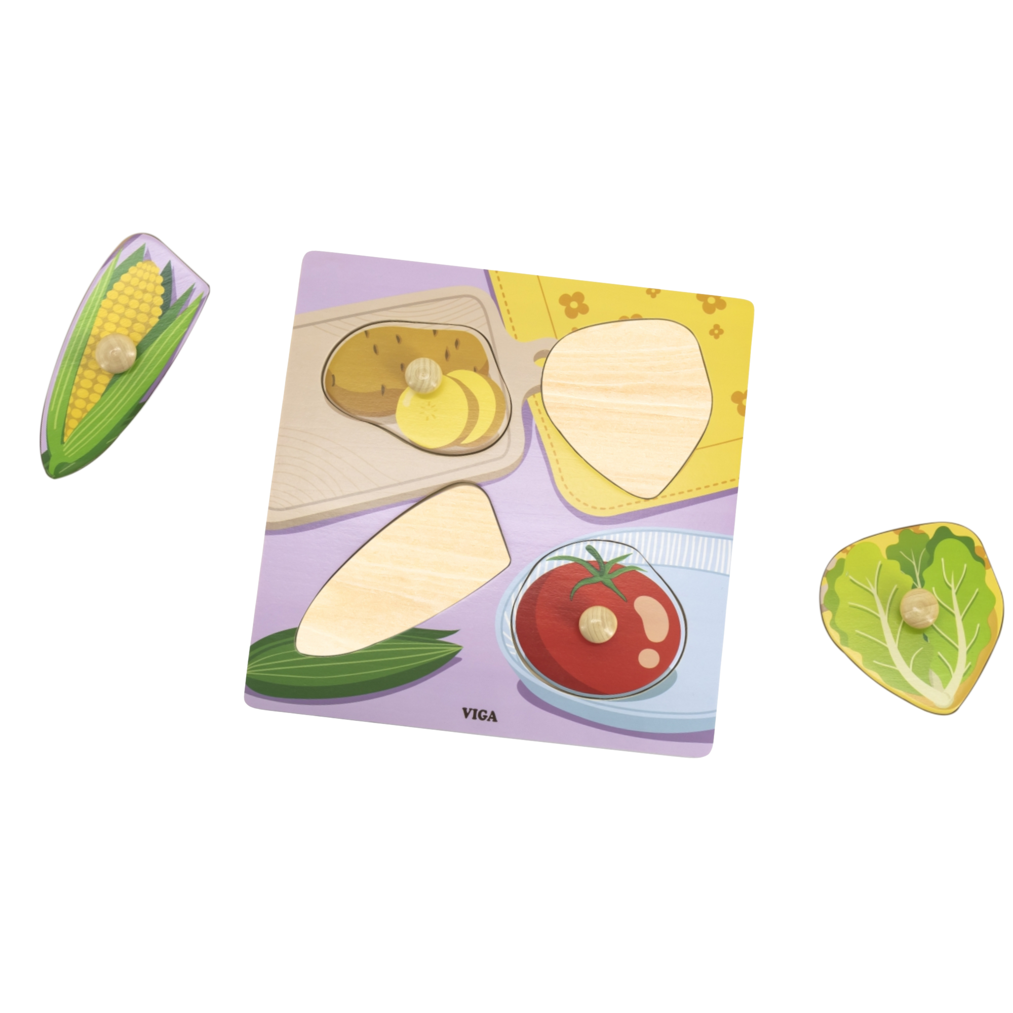 لعبة أحجية فيجا فيجيلز، مكونة من 4 قطع بمقبض، لعبة مونتيسوري خشبية، تنمي المهارات الحسية والإدراكية والحركية الدقيقة، لعبة تعليمية للأطفال غير سامة وصديقة للبيئة، مناسبة للأولاد والبنات من سن 12 شهرًا فما فوق