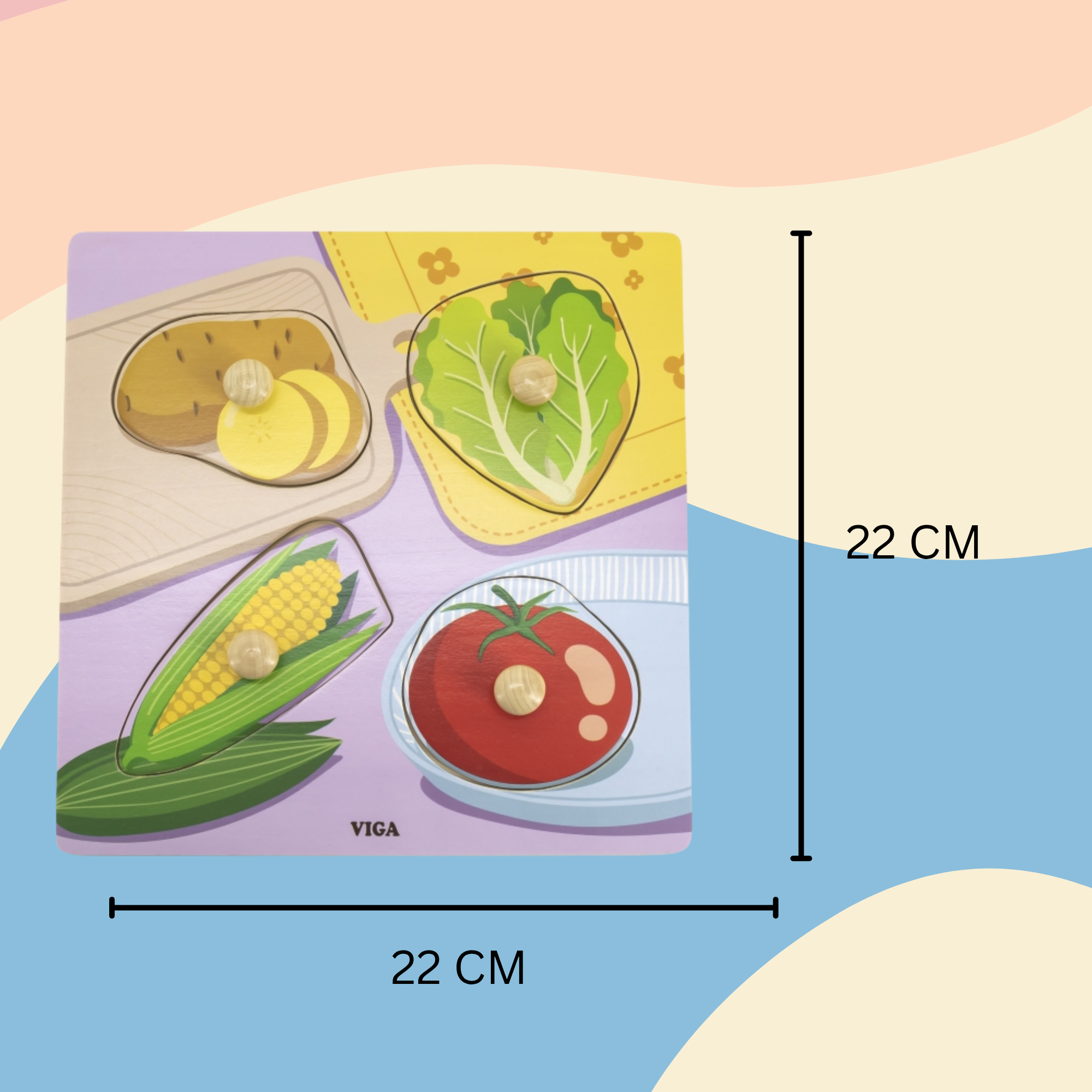 لعبة أحجية فيجا فيجيلز، مكونة من 4 قطع بمقبض، لعبة مونتيسوري خشبية، تنمي المهارات الحسية والإدراكية والحركية الدقيقة، لعبة تعليمية للأطفال غير سامة وصديقة للبيئة، مناسبة للأولاد والبنات من سن 12 شهرًا فما فوق