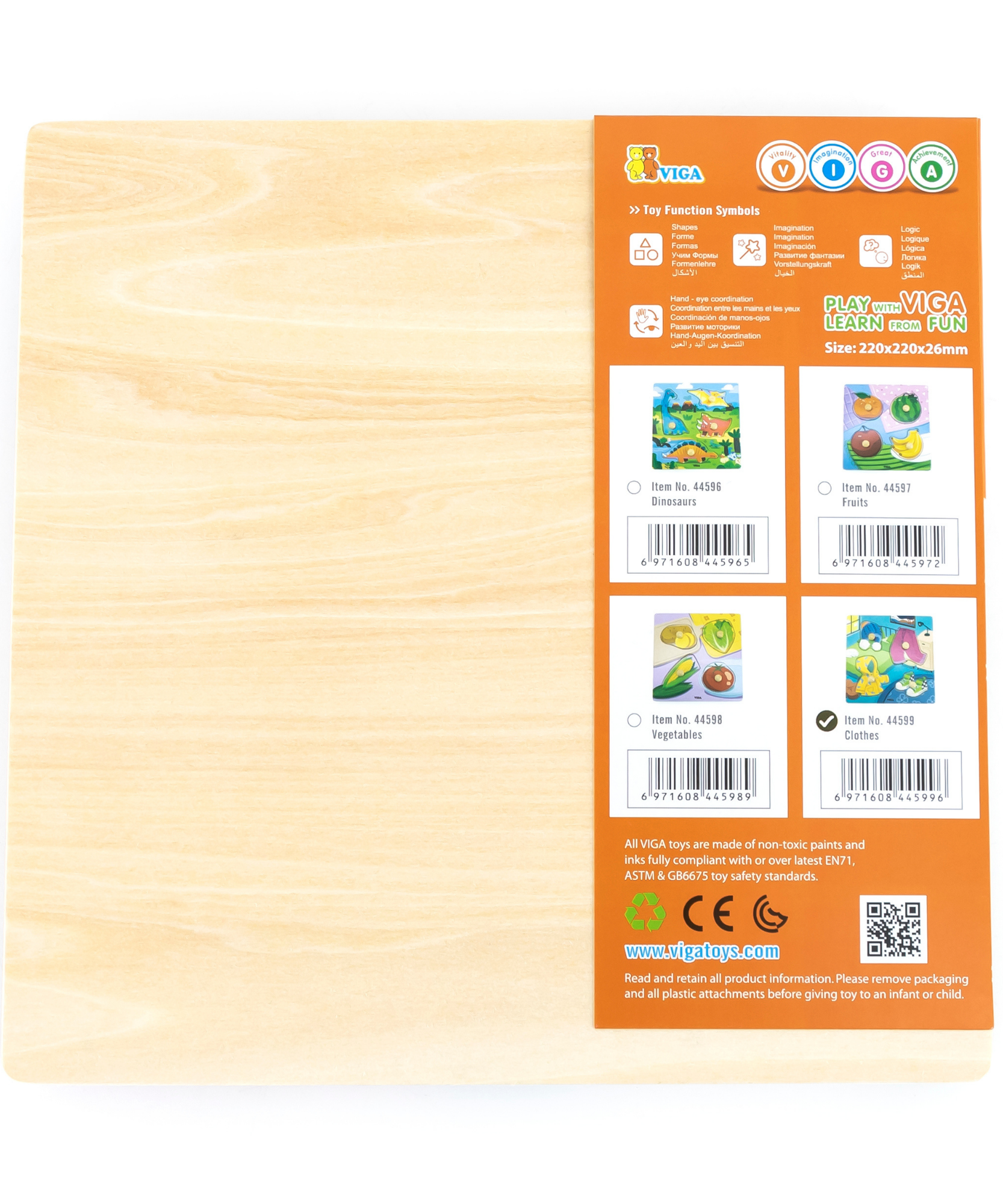 Viga Clothes, 4 Piece Knob Puzzle, Montessori Wooden Toy, Develops Sensory, Cognitive & Fine Motor Skills, Non-Toxic & Eco-friendly Kids Educational Toy, Suitable for Boys and Girls Aged 12M+