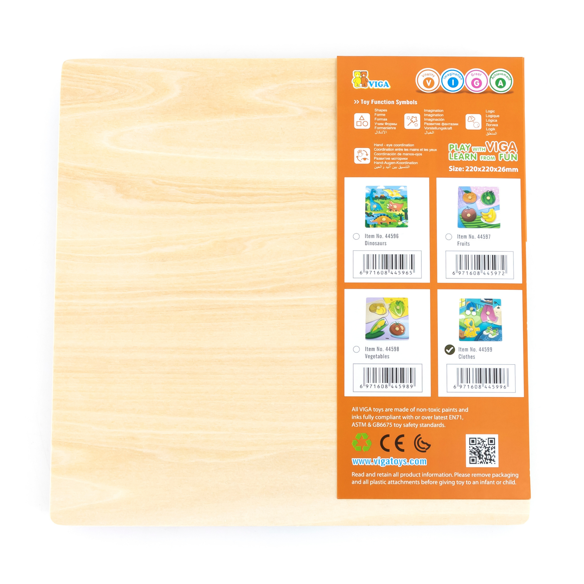 Viga Clothes, 4 Piece Knob Puzzle, Montessori Wooden Toy, Develops Sensory, Cognitive & Fine Motor Skills, Non-Toxic & Eco-friendly Kids Educational Toy, Suitable for Boys and Girls Aged 12M+