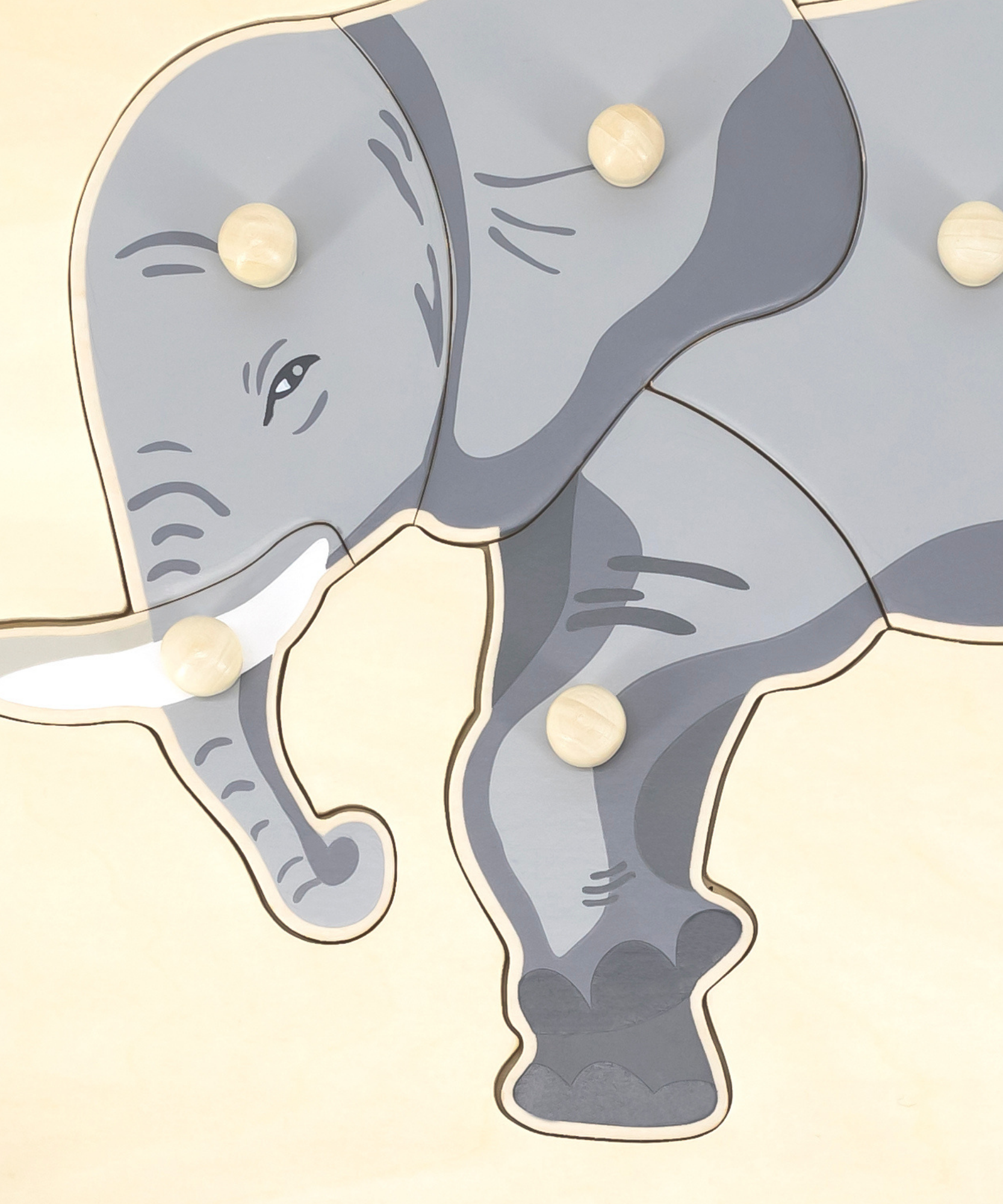 Viga Elephant, 8 Piece Knob Puzzle, Montessori Wooden Toy, Develops Sensory, Cognitive & Fine Motor Skills, Non-Toxic & Eco-friendly Kids Educational Toy, Suitable for Boys and Girls Aged 18M+