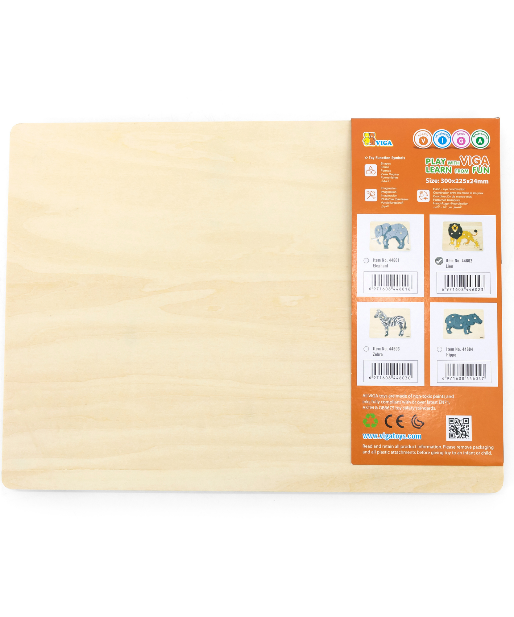 Viga Lion, Wild Animals, 8 Piece Knob Puzzle, Montessori Wooden Toy, Develops Sensory, Cognitive & Fine Motor Skills, Non-Toxic & Eco-friendly Kids Educational Toy, Suitable for Children Aged 18M+