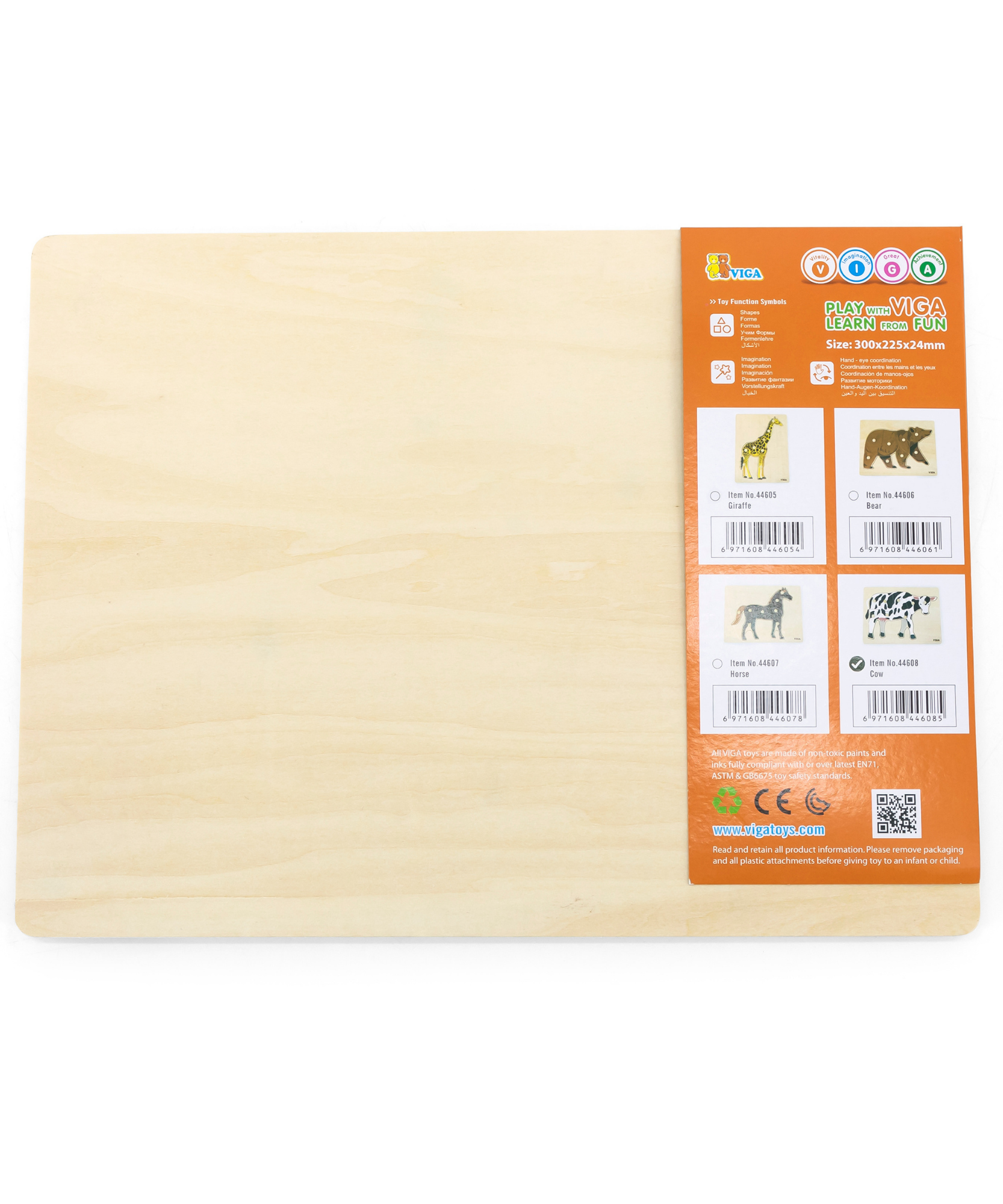 بقرة فيجا، حيوانات المزرعة، أحجية بمقبض من 8 قطع، لعبة مونتيسوري الخشبية، تنمي المهارات الحسية والإدراكية والحركية الدقيقة، لعبة تعليمية للأطفال غير سامة وصديقة للبيئة، مناسبة للأطفال من سن 18 شهرًا فما فوق