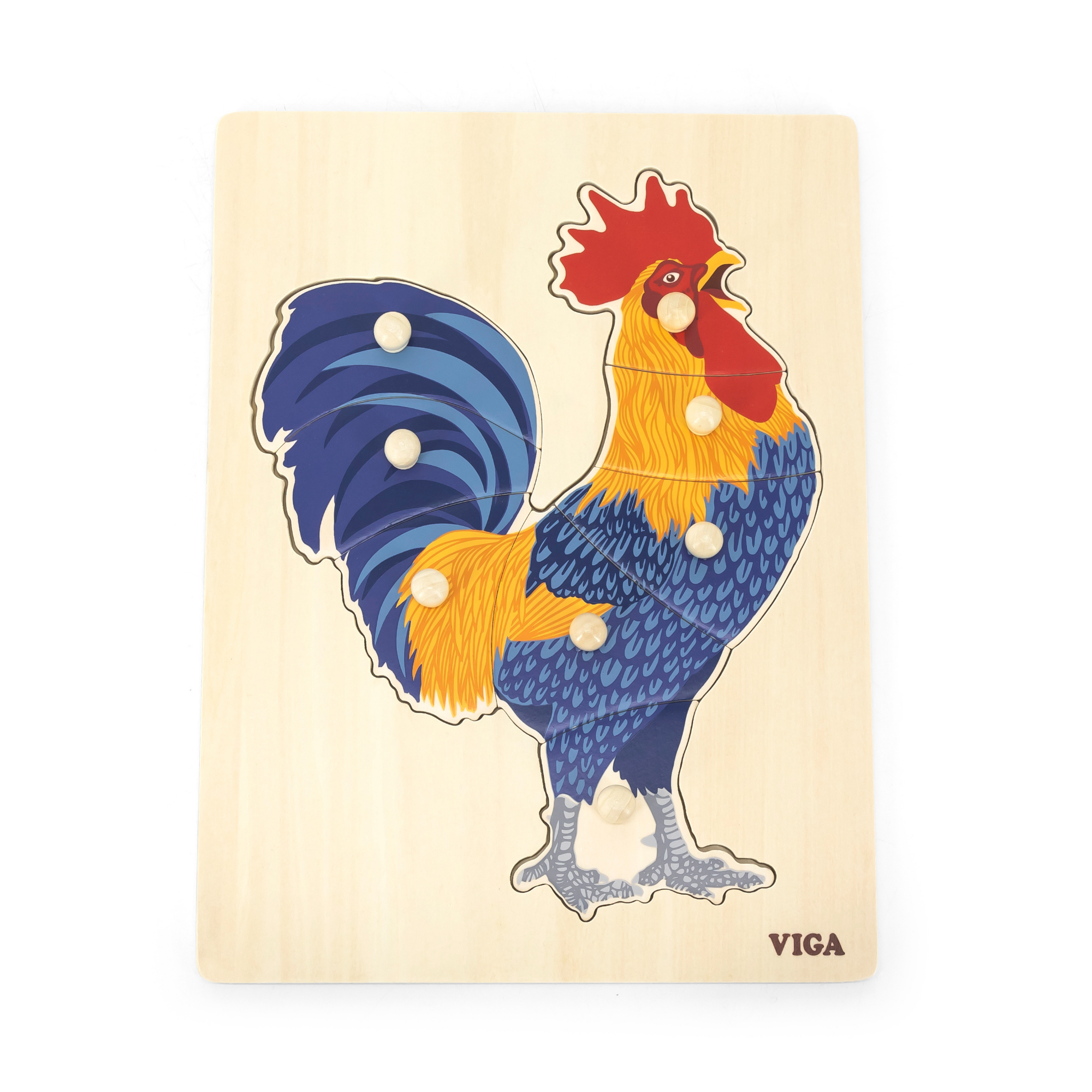 لعبة فيجا روستر، حيوانات المزرعة، أحجية بمقبض من 8 قطع، لعبة مونتيسوري الخشبية، تُنمّي المهارات الحسية والإدراكية والحركية الدقيقة، لعبة تعليمية للأطفال غير سامة وصديقة للبيئة، مناسبة للأطفال من سن 18 شهرًا فما فوق