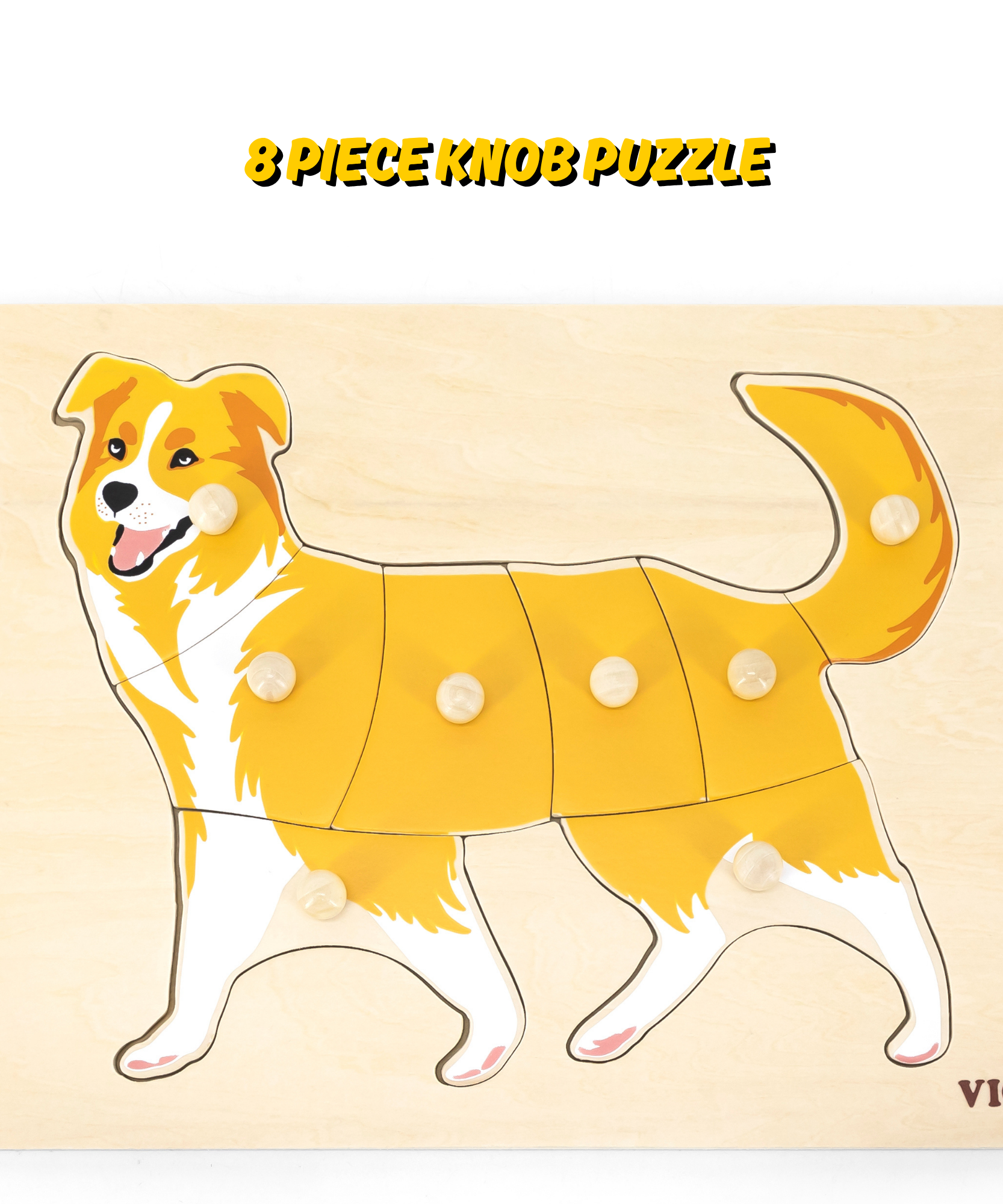 لعبة فيجا دوج، حيوانات المزرعة، أحجية بمقبض من 8 قطع، لعبة مونتيسوري الخشبية، تُنمّي المهارات الحسية والإدراكية والحركية الدقيقة، لعبة تعليمية للأطفال غير سامة وصديقة للبيئة، مناسبة للأطفال من سن 18 شهرًا فما فوق