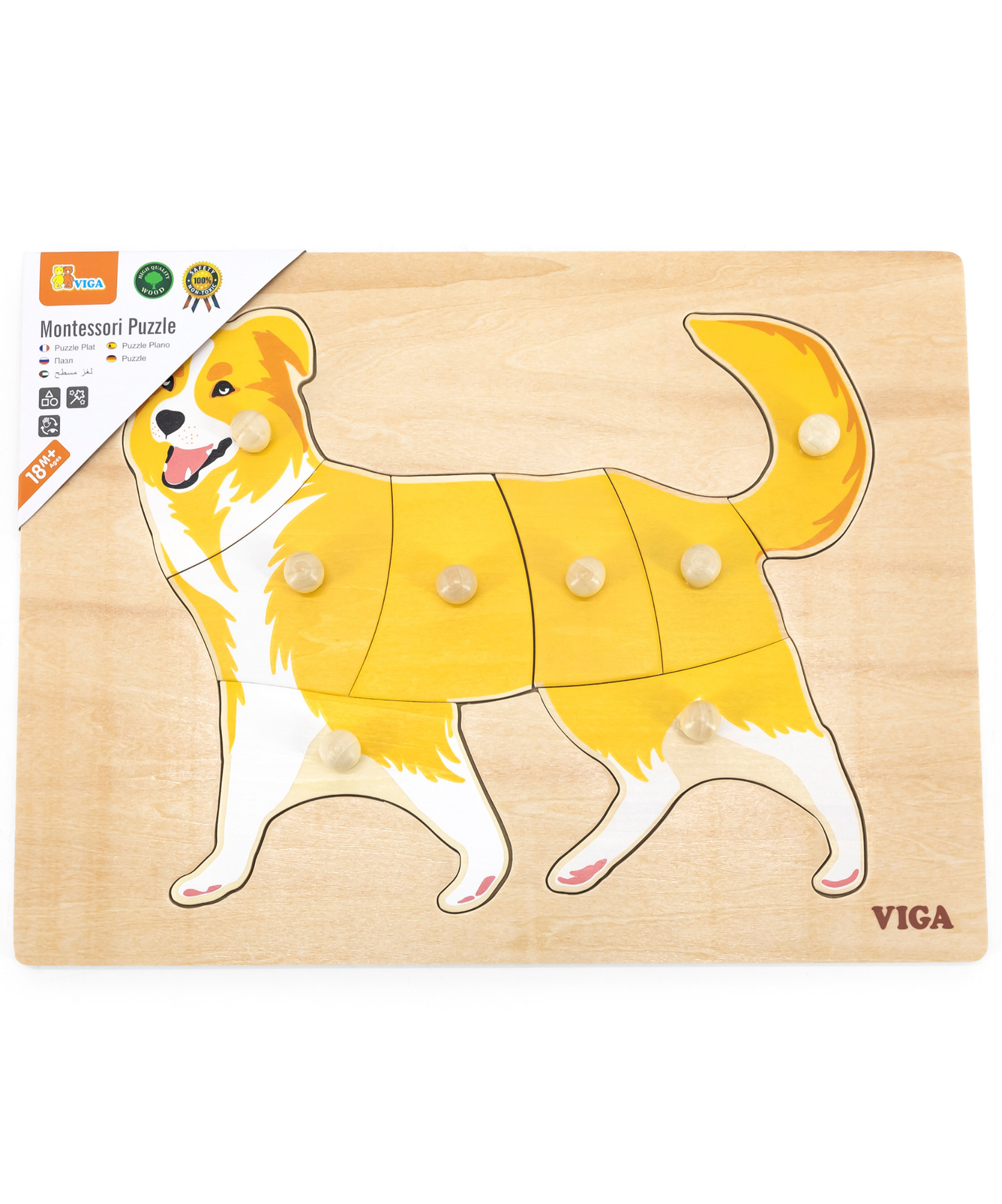 لعبة فيجا دوج، حيوانات المزرعة، أحجية بمقبض من 8 قطع، لعبة مونتيسوري الخشبية، تُنمّي المهارات الحسية والإدراكية والحركية الدقيقة، لعبة تعليمية للأطفال غير سامة وصديقة للبيئة، مناسبة للأطفال من سن 18 شهرًا فما فوق