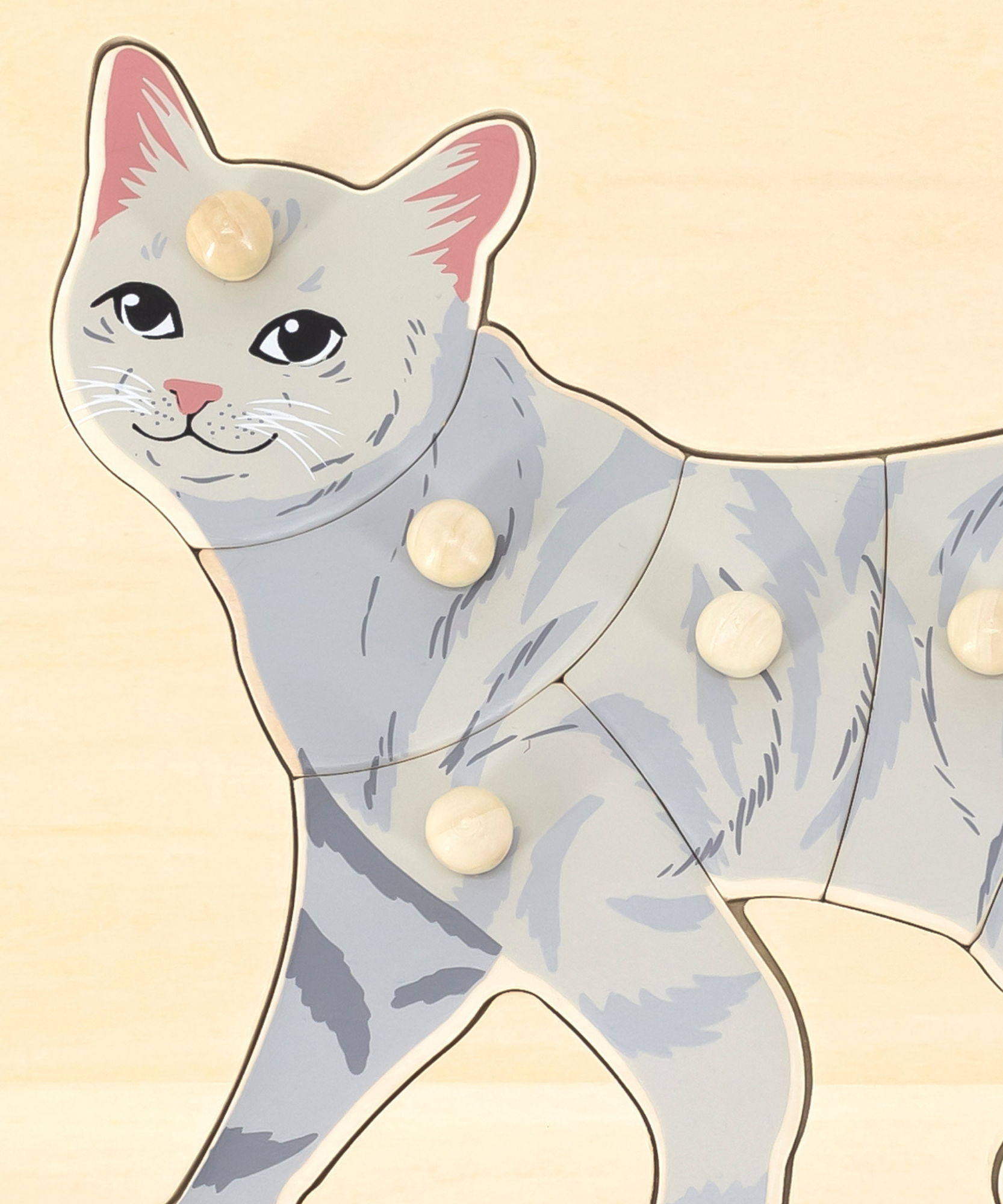 لعبة فيجا كات، أحجية بمقبض من 8 قطع، لعبة مونتيسوري خشبية، تنمي المهارات الحسية والإدراكية والحركية الدقيقة، لعبة تعليمية للأطفال غير سامة وصديقة للبيئة، مناسبة للأولاد والبنات من سن 18 شهرًا فما فوق