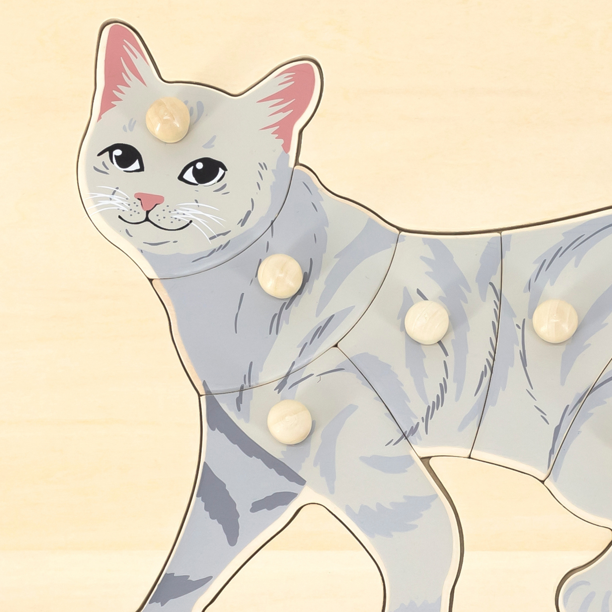 لعبة فيجا كات، أحجية بمقبض من 8 قطع، لعبة مونتيسوري خشبية، تنمي المهارات الحسية والإدراكية والحركية الدقيقة، لعبة تعليمية للأطفال غير سامة وصديقة للبيئة، مناسبة للأولاد والبنات من سن 18 شهرًا فما فوق